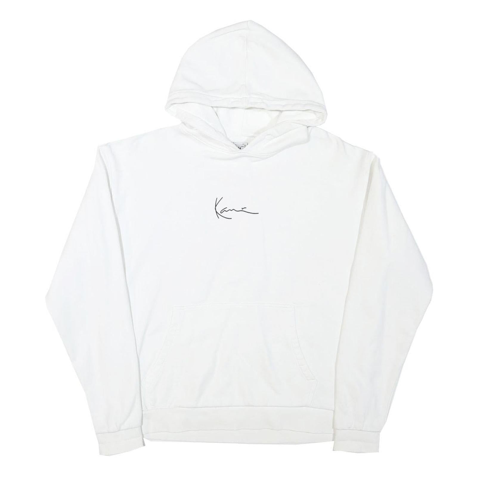 KARL KANI Mens White Hoodie S Minimal Script Logo Cotton Blend Refurbished - N/A refurbished available on Cerqular