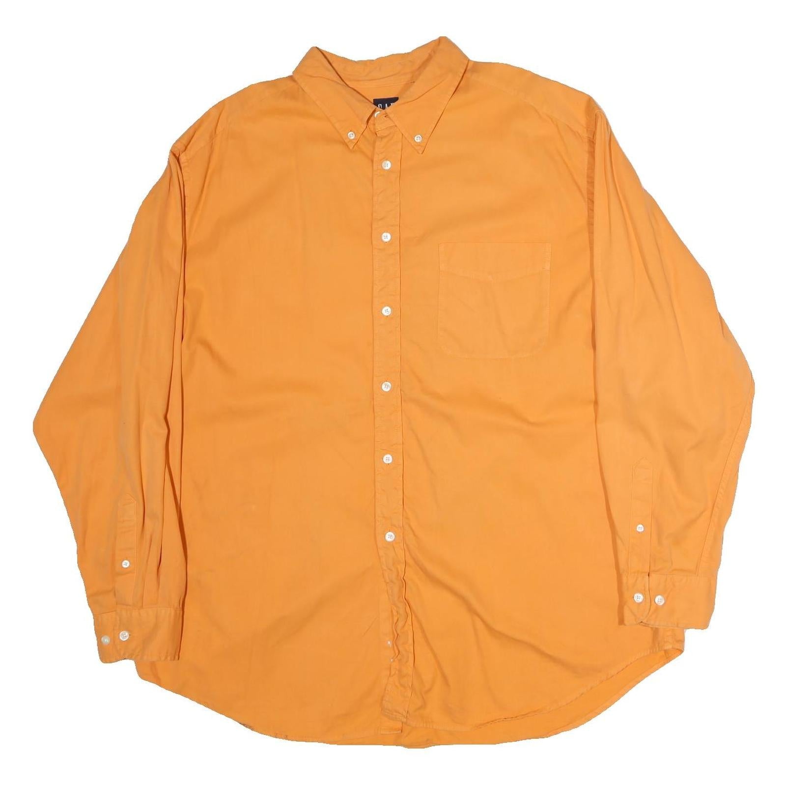 GAP Mens Orange Button-Down Cotton Shirt XL Casual Long Sleeve Classic Fit Refurbished - N/A refurbished available on Cerqular