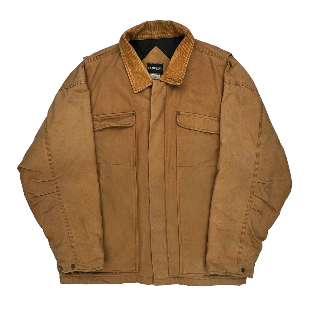 Outbrook Workwear Jacket - XL Brown Cotton Refurbished - Thrifted (note: this is a term often used to describe second- refurbished available on Cerqular