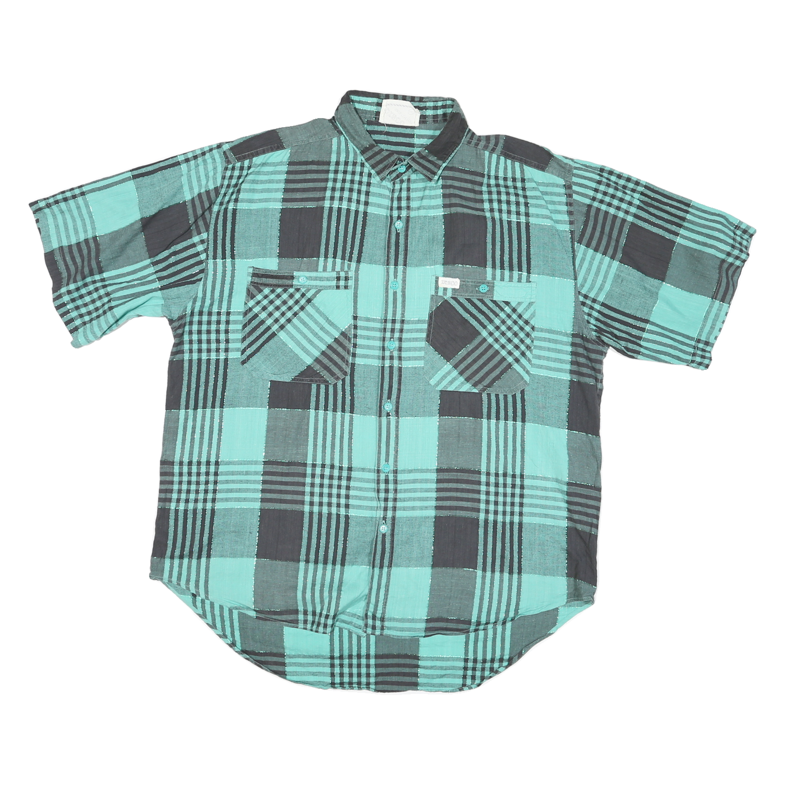 DISCO Mens Blue & Black Check Shirt 2XL Button Short Sleeve Cotton Casual Refurbished - N/A refurbished available on Cerqular