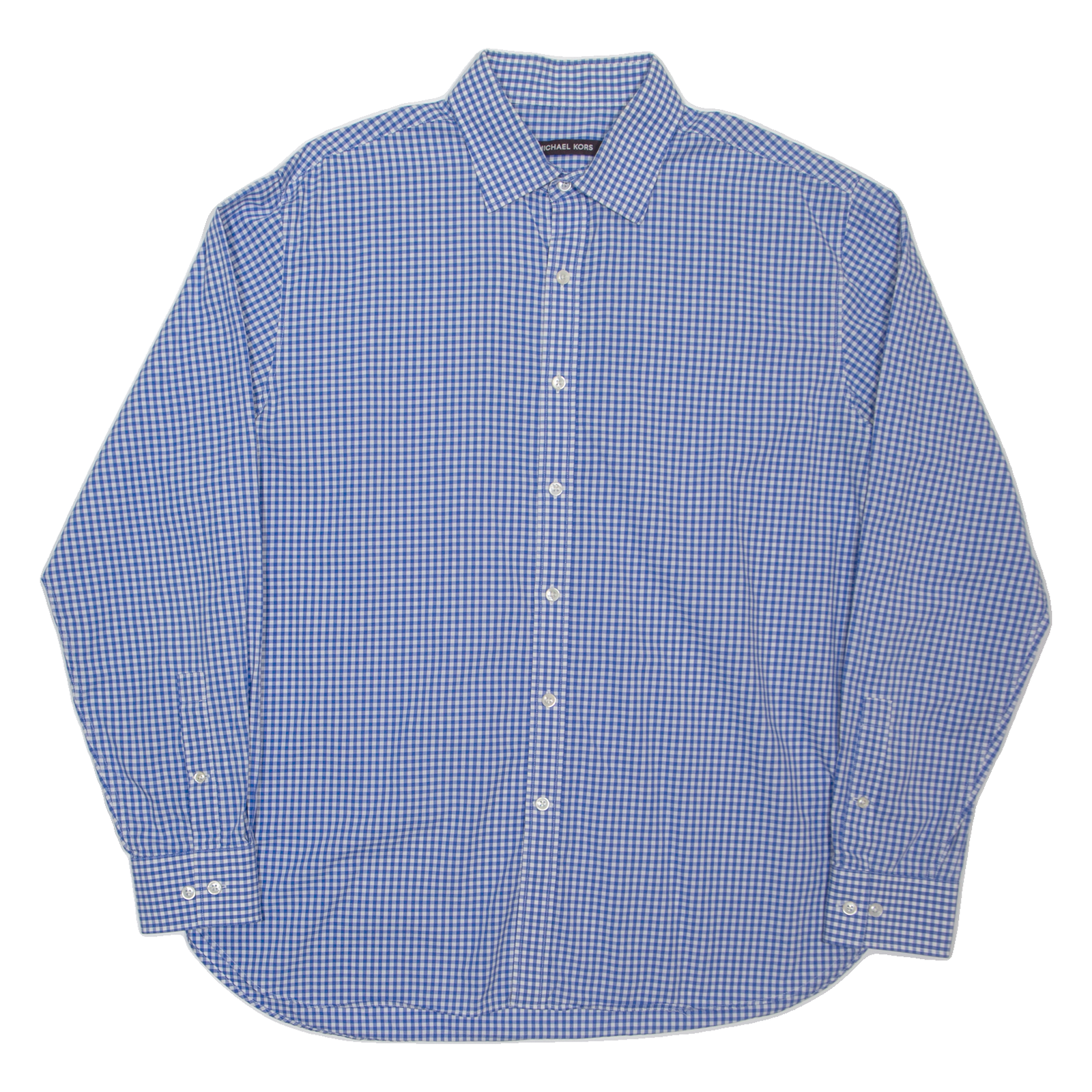MICHAEL KORS Mens Shirt Blue Gingham Long Sleeve L Refurbished - N/A refurbished available on Cerqular