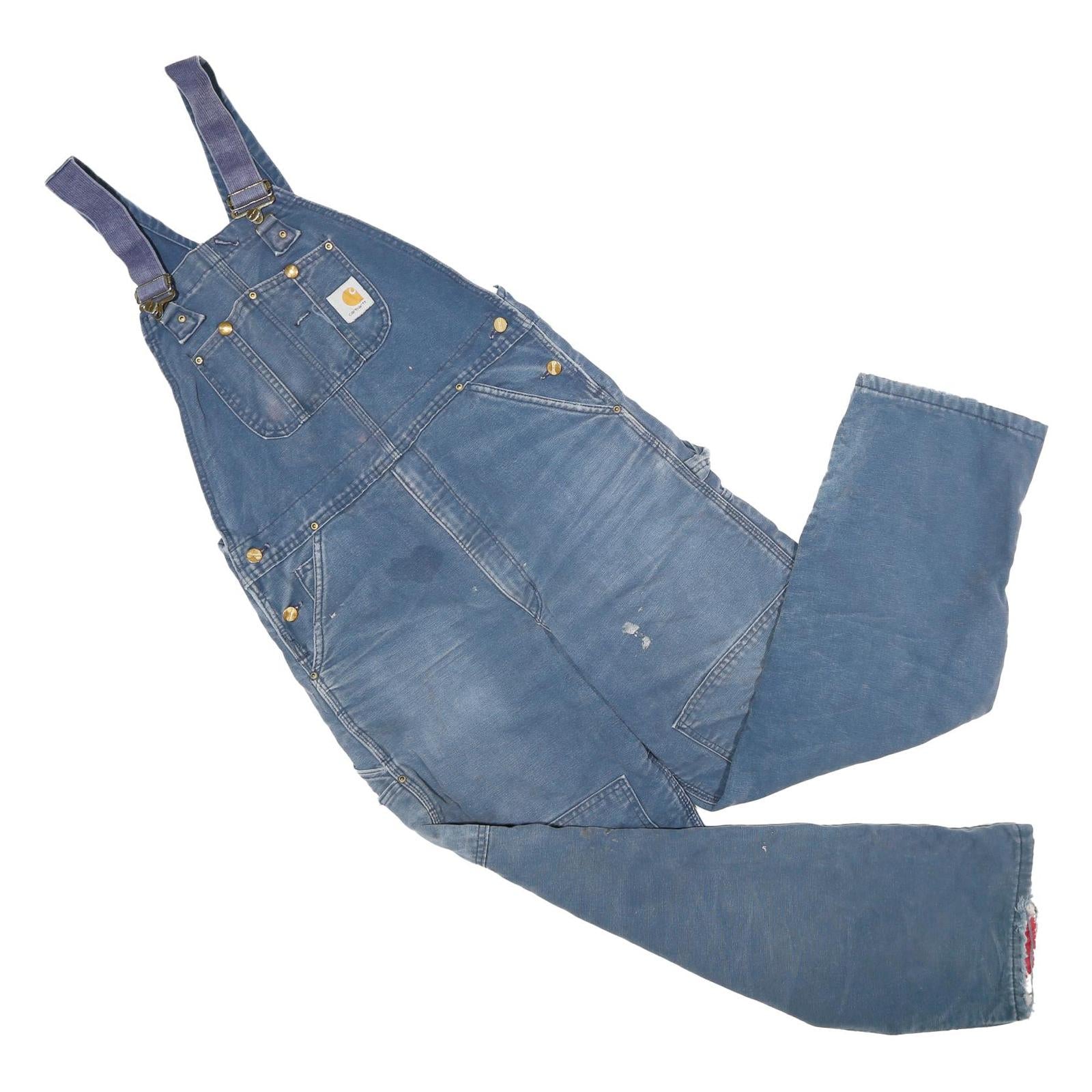CARHARTT Mens Blue Denim Dungarees Relaxed Cotton Blend M W34 L32 Workwear Refurbished - N/A refurbished available on Cerqular