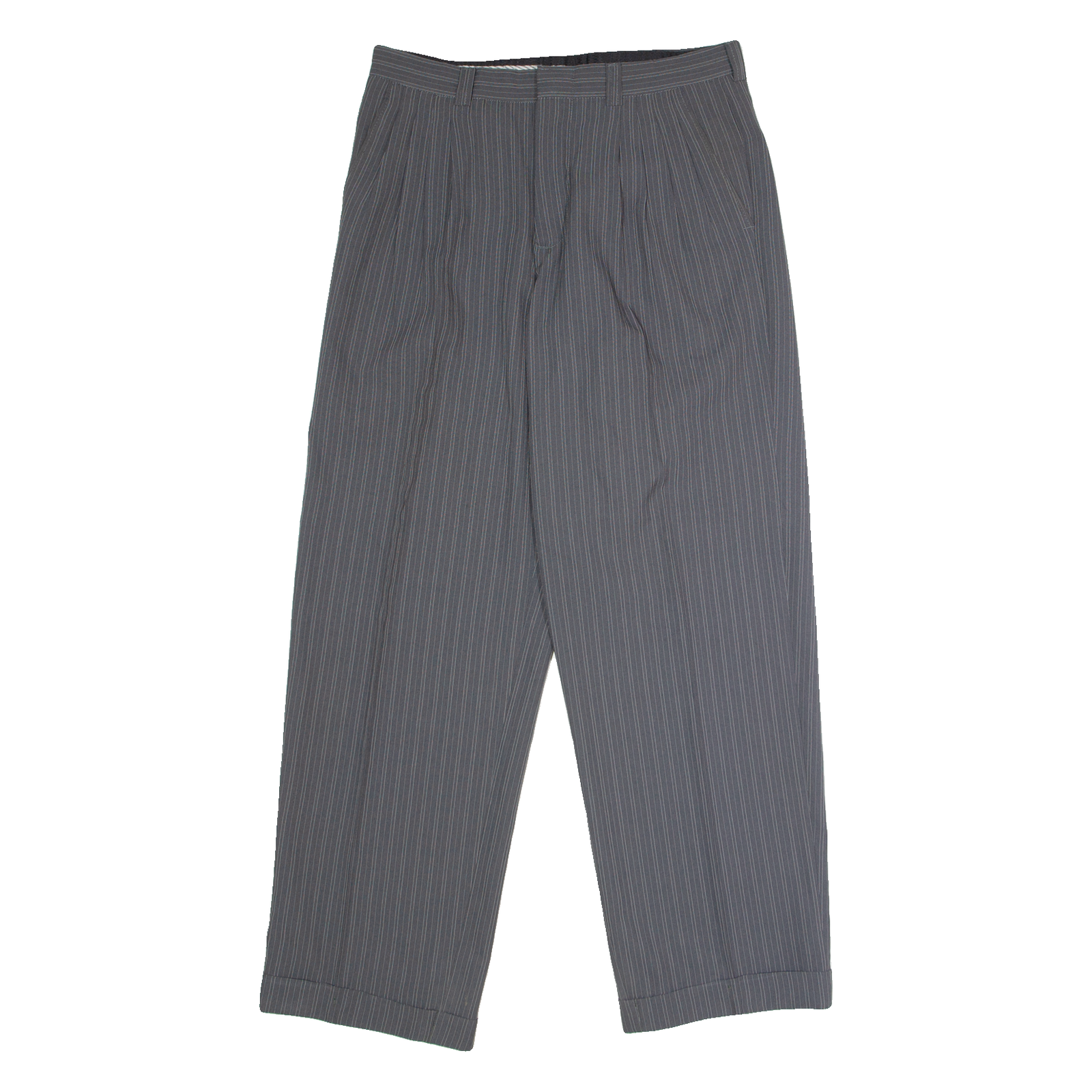 MANUEL MANCERA Striped Mens Trousers Grey Regular Straight Viscose W30 L30 Refurbished - N/A refurbished available on Cerqular