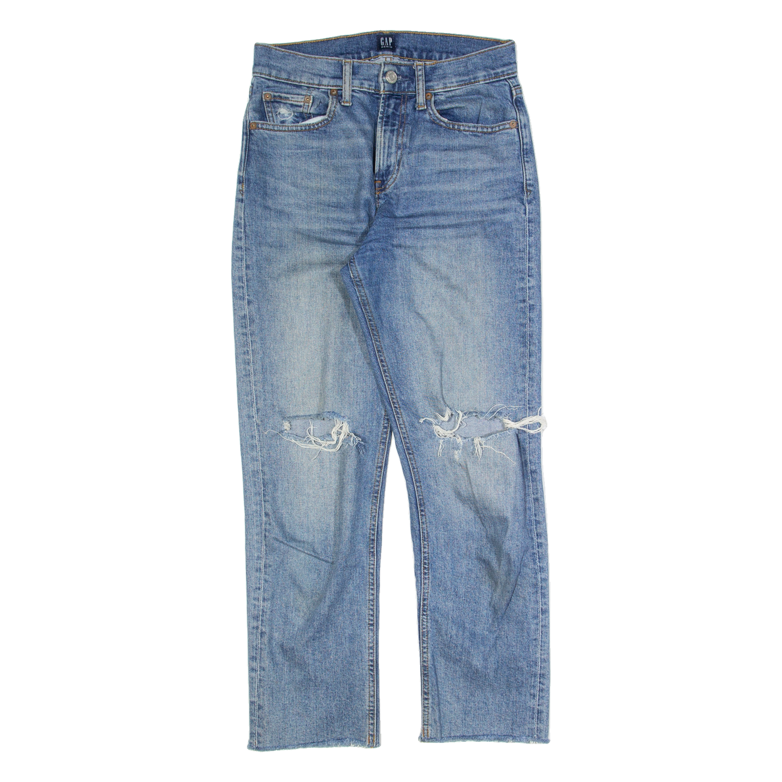GAP Distressed Womens Jeans Blue Regular Straight Stone Wash W28 L26 Refurbished - N/A refurbished available on Cerqular