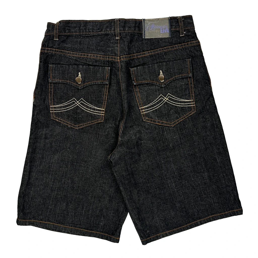 Attitude Denim Shorts - 32W 10L Dark Wash Denim Refurbished - Thrifted (note: this is a term often used to describe second- refurbished available on Cerqular