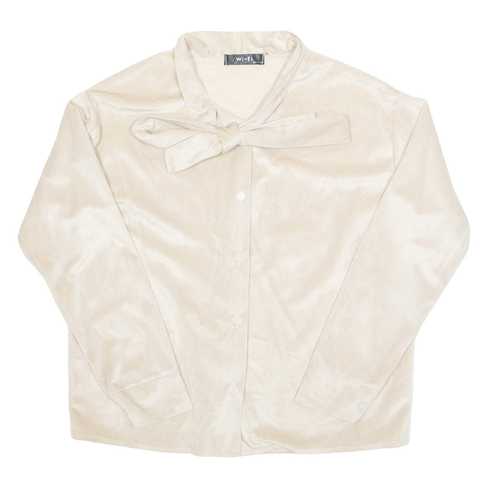 WI-FI Womens Blouse Beige Collared Long Sleeve M Refurbished - N/A refurbished available on Cerqular