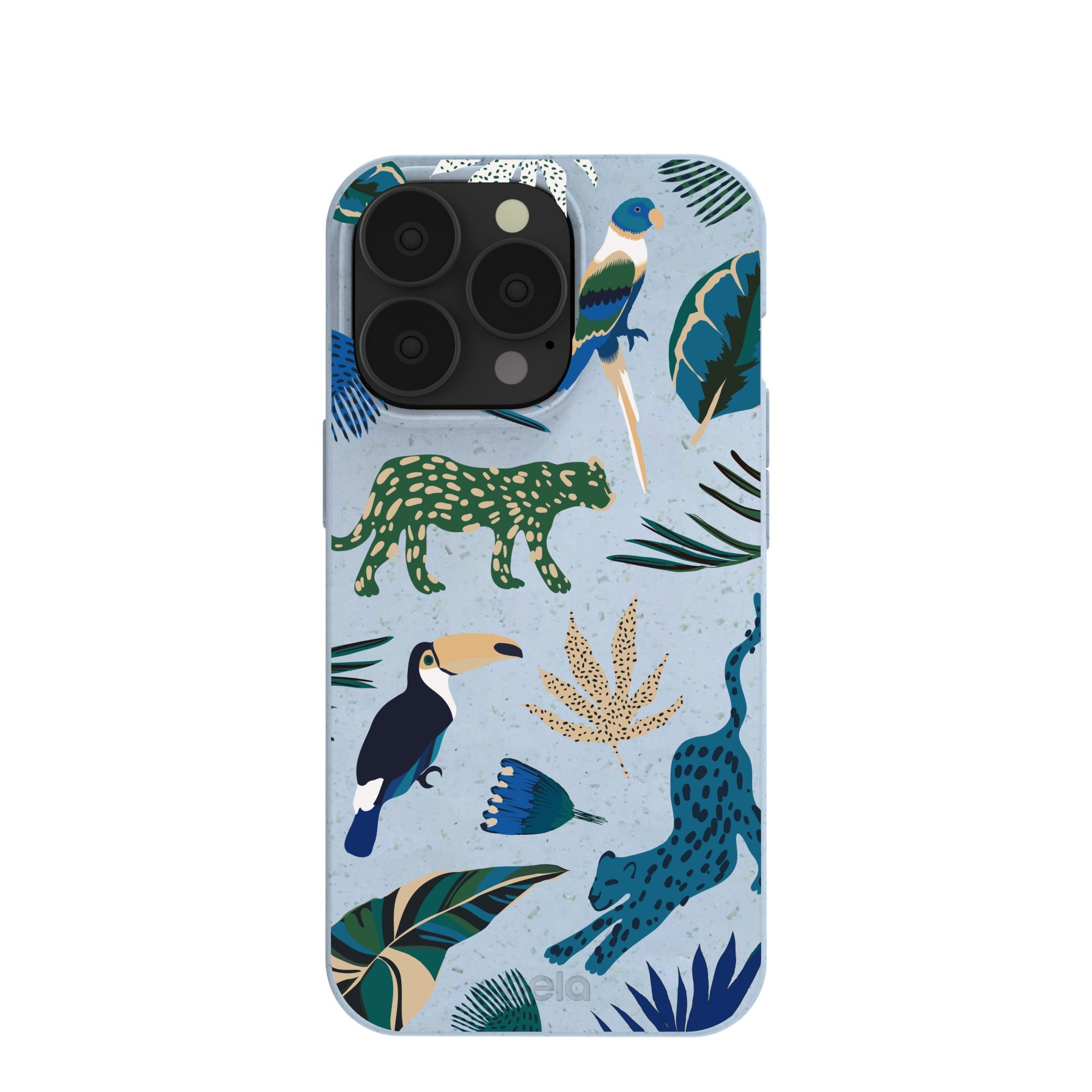 Powder Blue Tropical Rainforest iPhone 13 Pro Case Refurbished - Pela Case refurbished available on Cerqular