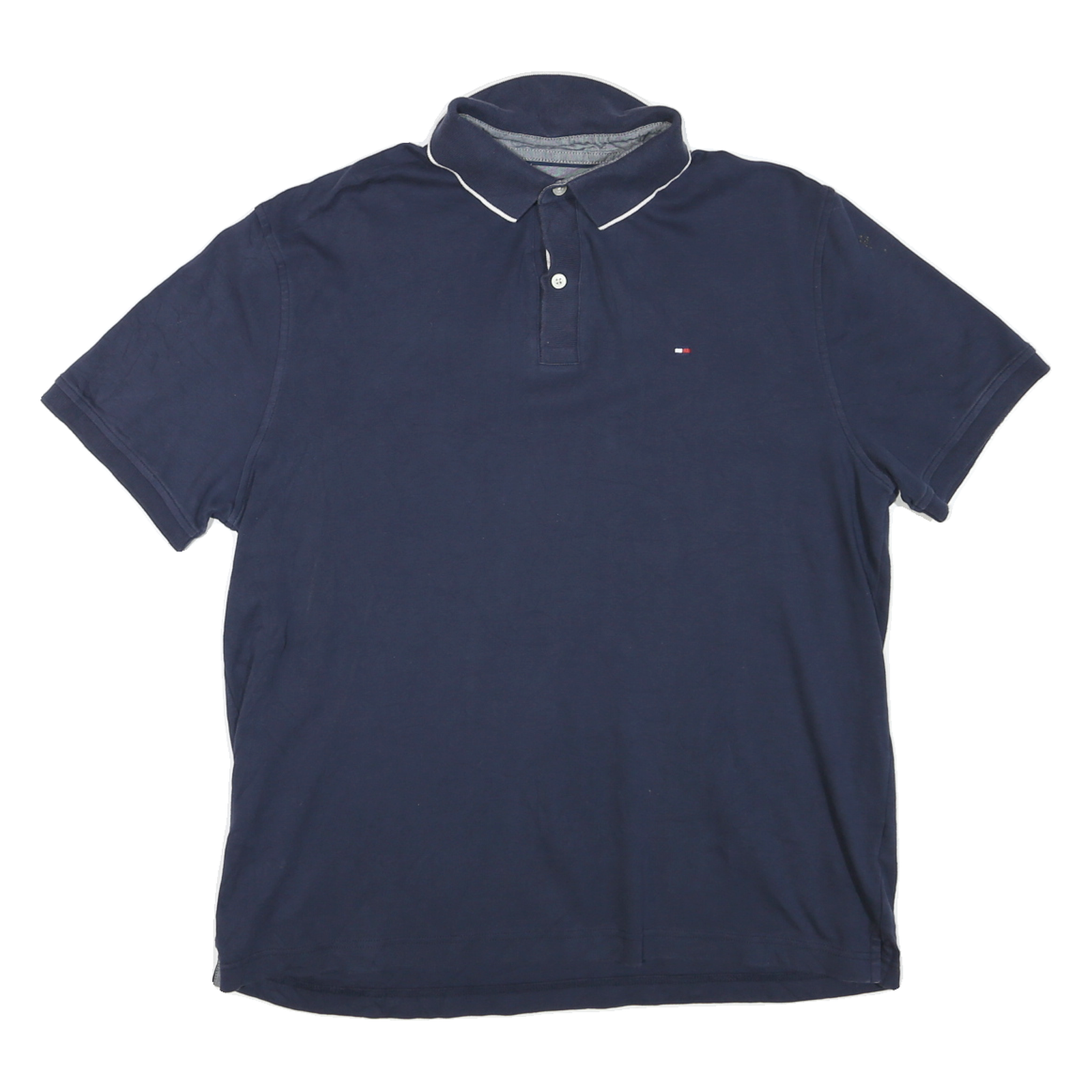 TOMMY HILFIGER Mens Navy Blue Short Sleeve Plain Polo Shirt M Cotton Blend Refurbished - N/A refurbished available on Cerqular