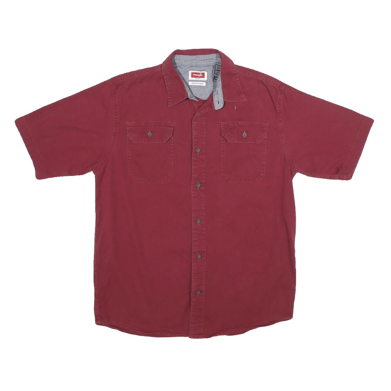 WRANGLER Mens Maroon Cotton Blend Shirt M Button Pocket Casual Western Style Refurbished - N/A refurbished available on Cerqular
