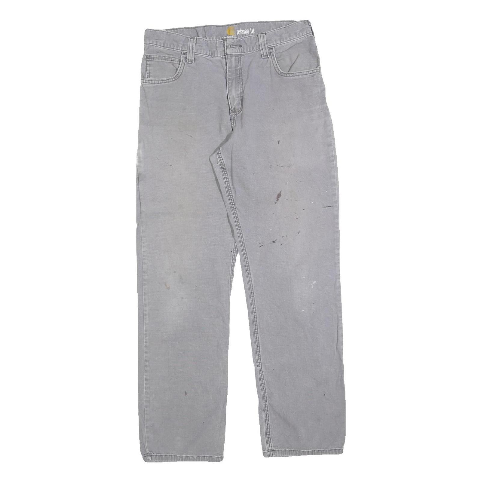 CARHARTT Mens Regular Fit Grey Cotton Blend Workwear Trousers W30 L30 Durable Refurbished - N/A refurbished available on Cerqular