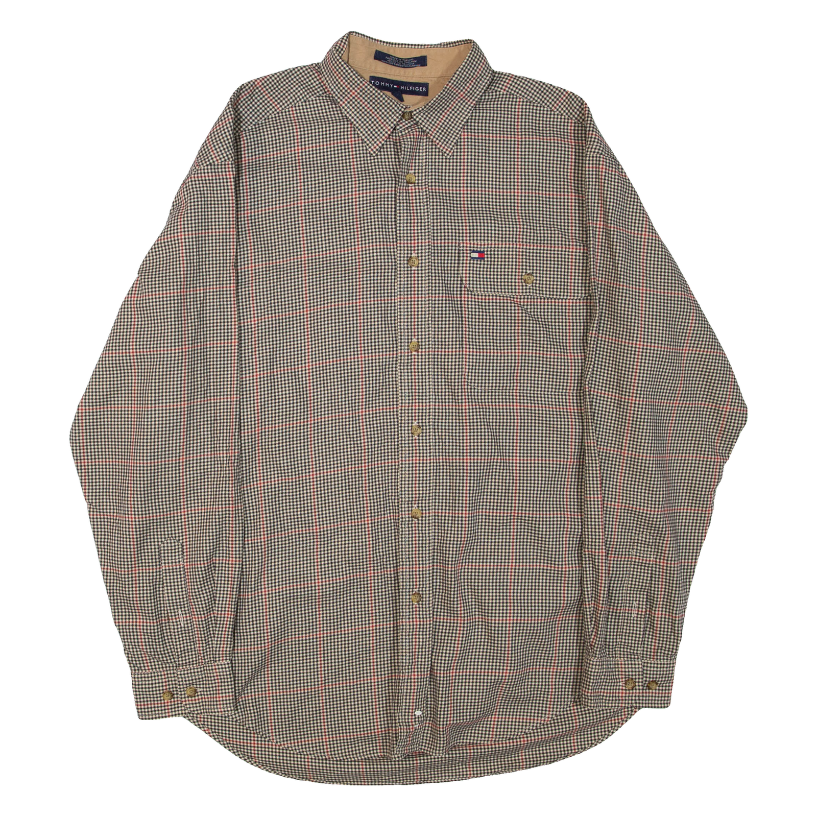 TOMMY HILFIGER Mens Shirt Beige Check Long Sleeve M Refurbished - N/A refurbished available on Cerqular