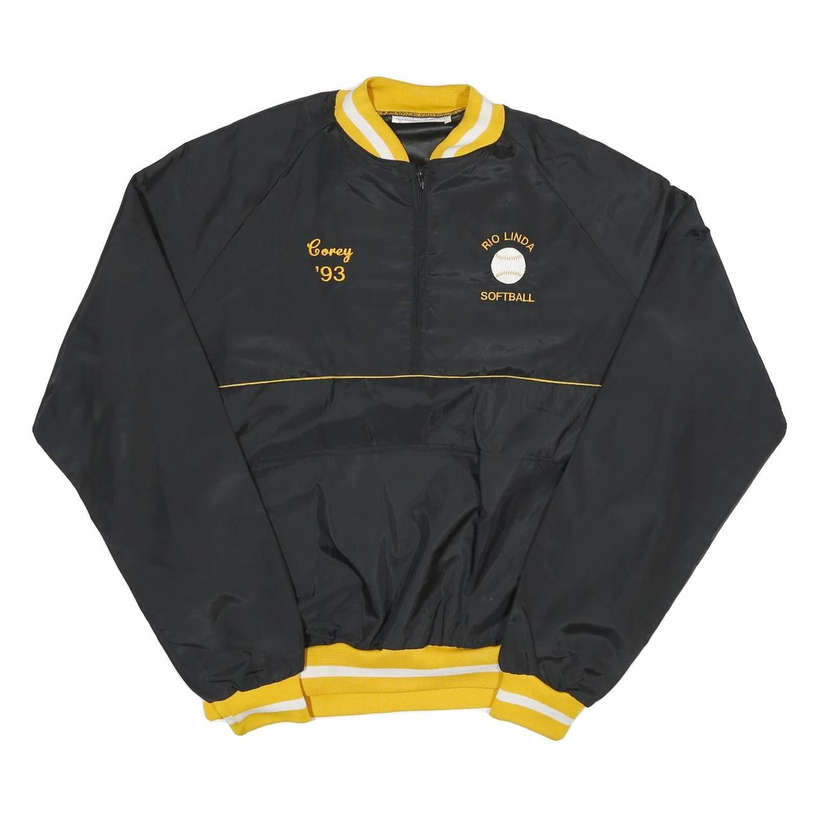 DOROTHY DUNNE Mens Black & Yellow Varsity Style Jacket L Nylon Plain Softball Refurbished - N/A refurbished available on Cerqular
