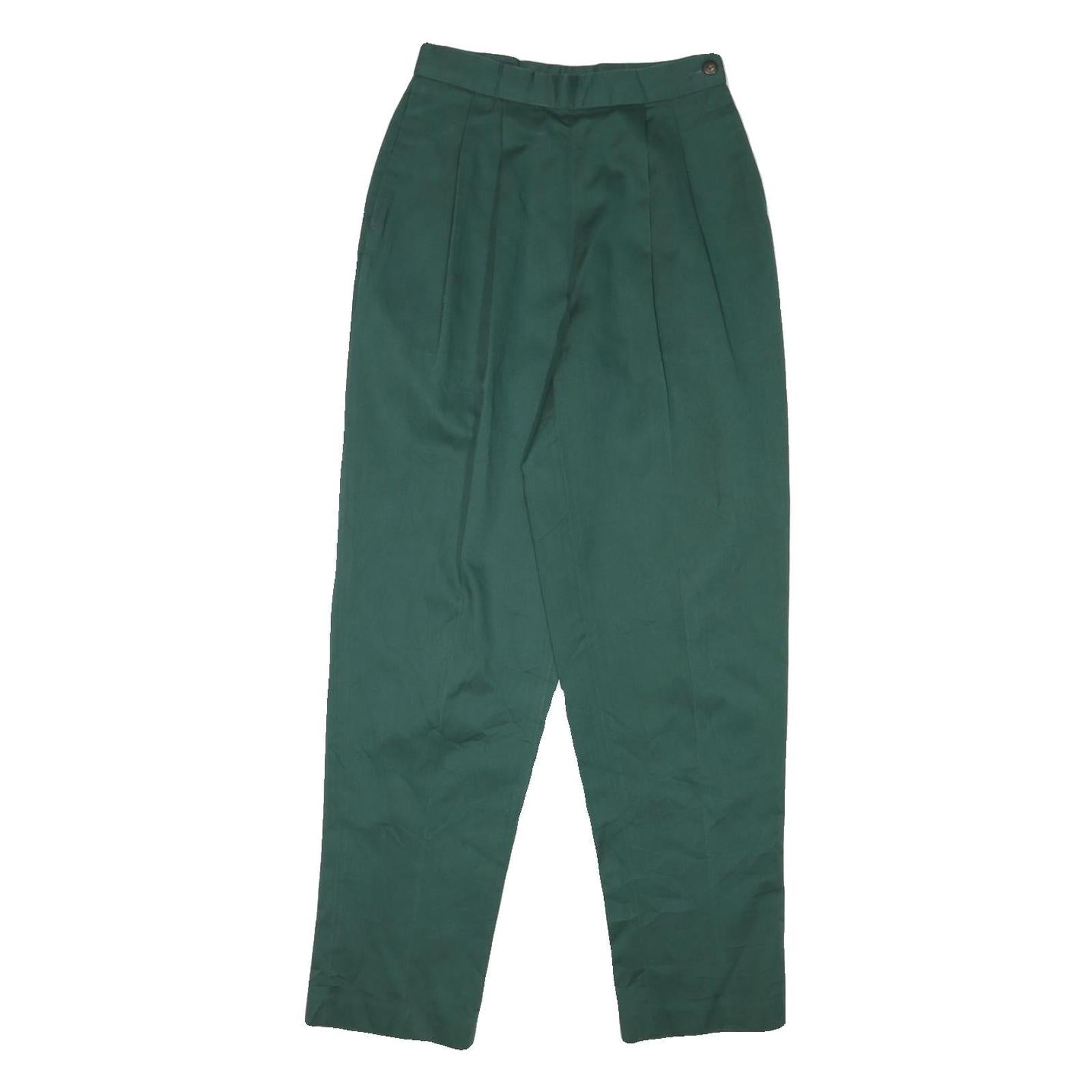 LANDS END Womens Cotton Blend Forest Green Regular Fit Straight Trousers W25 L29 Refurbished - N/A refurbished available on Cerqular