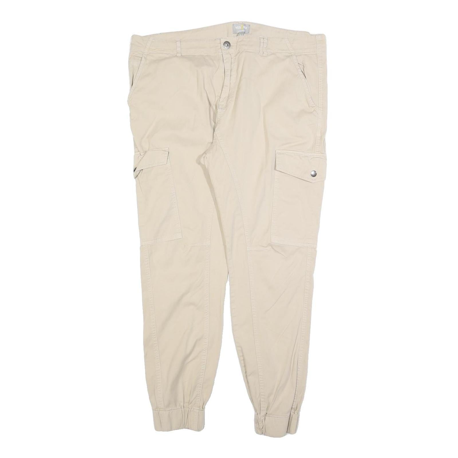 YES OR NO Womens Cotton Blend Beige Slim Cargo Trousers W36 L28 Zip Pockets Refurbished - N/A refurbished available on Cerqular