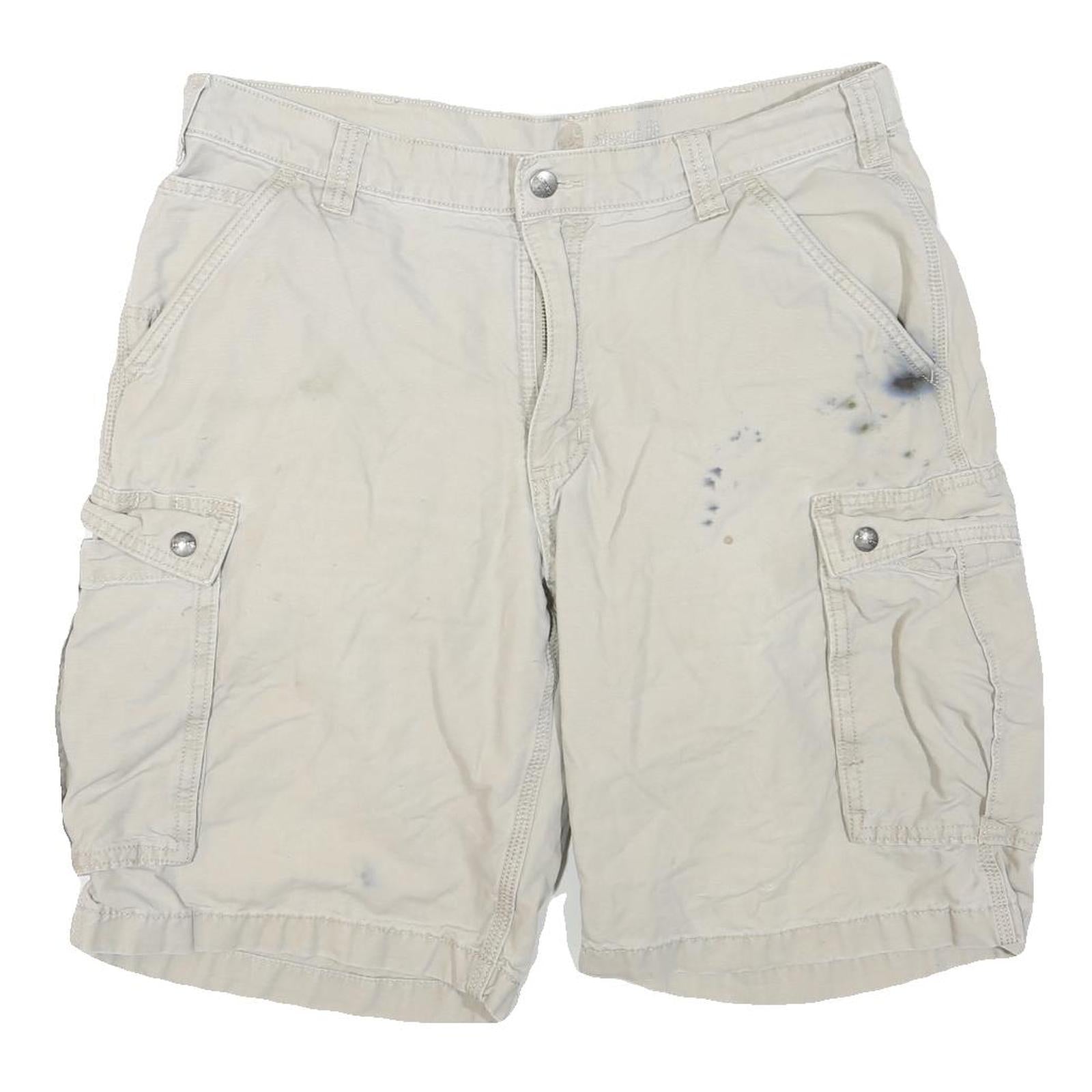 CARHARTT Mens Cotton Blend Beige Cargo Shorts L W36 Workwear Durable Refurbished - N/A refurbished available on Cerqular