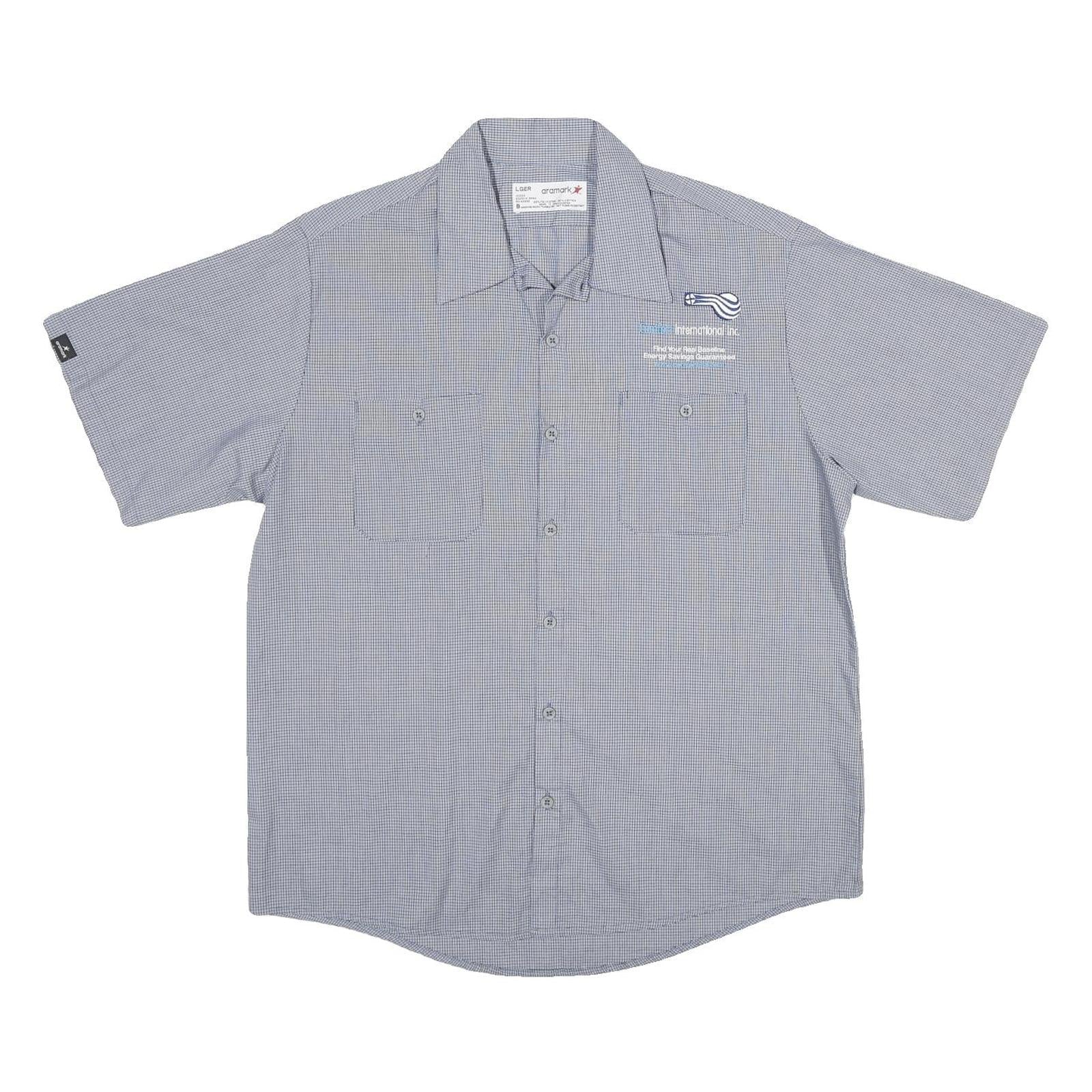ARAMARK Mens Blue Polyester Blend Short Sleeve Shirt L Workwear Casual Refurbished - N/A refurbished available on Cerqular