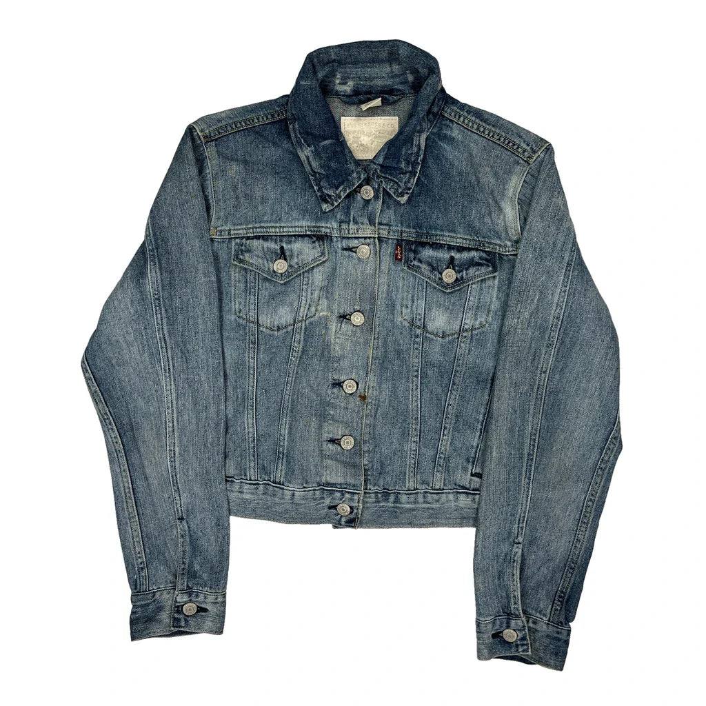 Levis Denim Jacket - Small Blue Denim Refurbished - Thrifted (note: this is a term often used to describe second- refurbished available on Cerqular