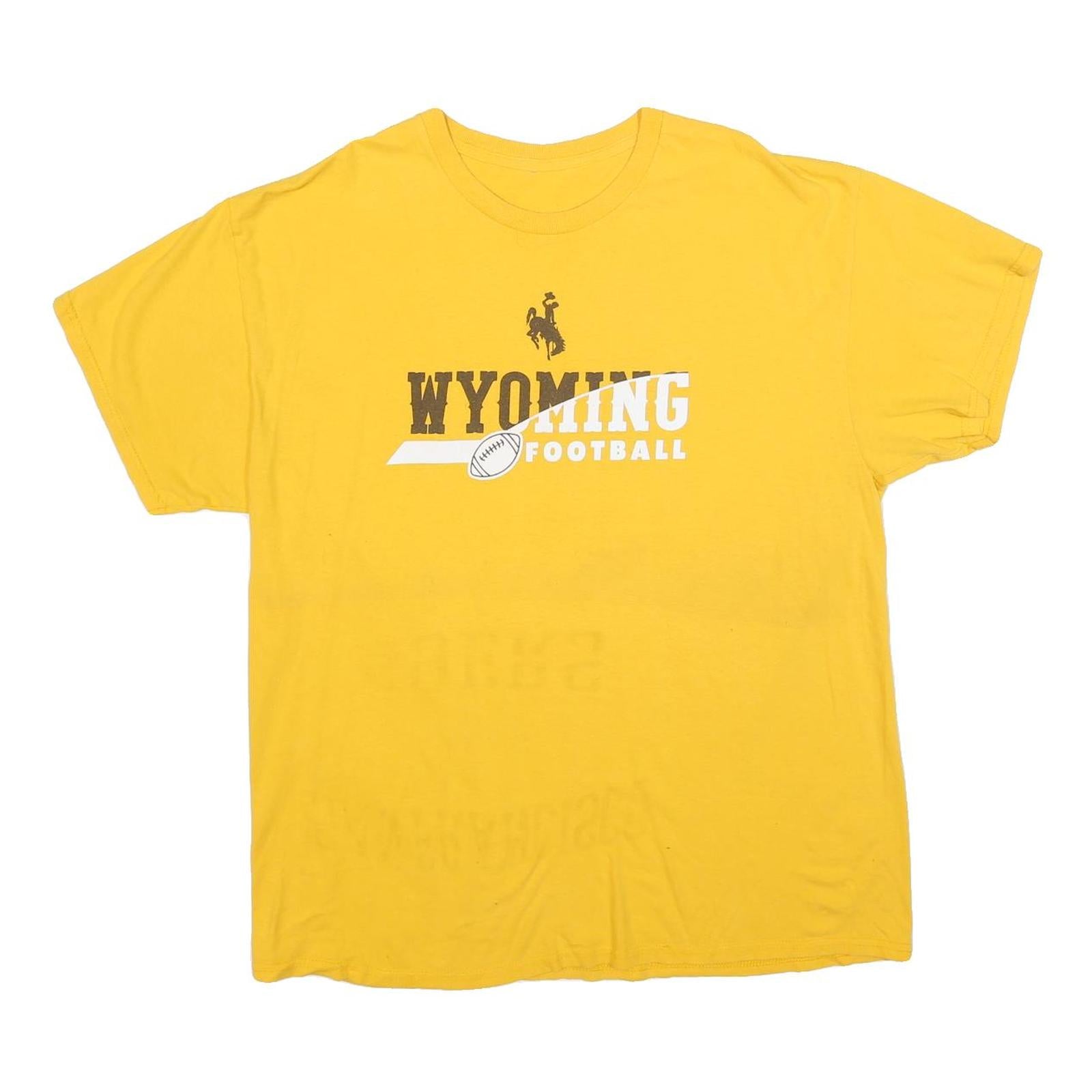 Mens Yellow Wyoming Football Graphic T-Shirt XL Short Sleeve Round Neck Casual Refurbished - N/A refurbished available on Cerqular