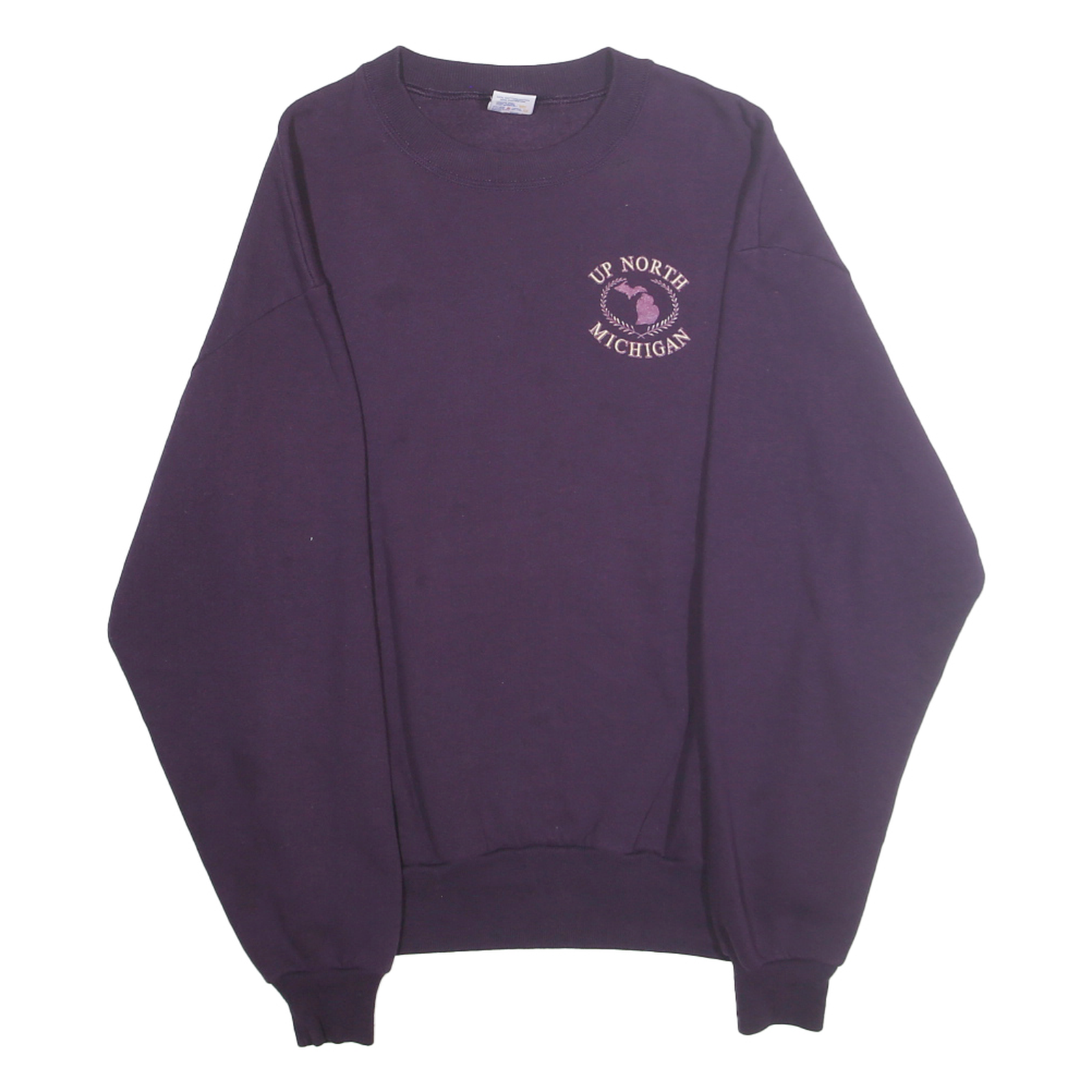 JERZEES Mens Purple Up North Michigan Crew Neck M Sweatshirt Cotton Blend Refurbished - N/A refurbished available on Cerqular