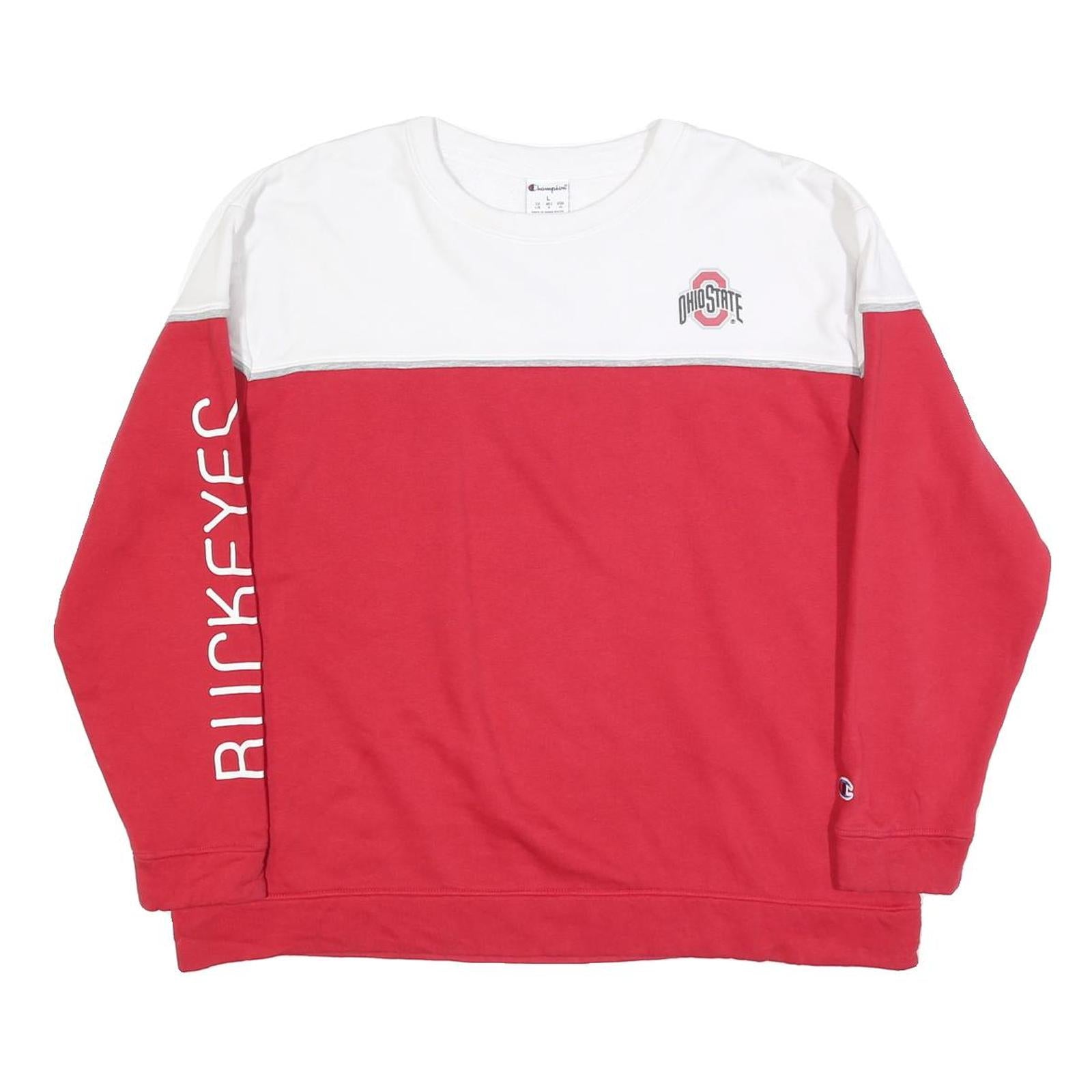 CHAMPION Mens Red & White Ohio State Crew Neck L Sweatshirt Rugby Style Refurbished - N/A refurbished available on Cerqular