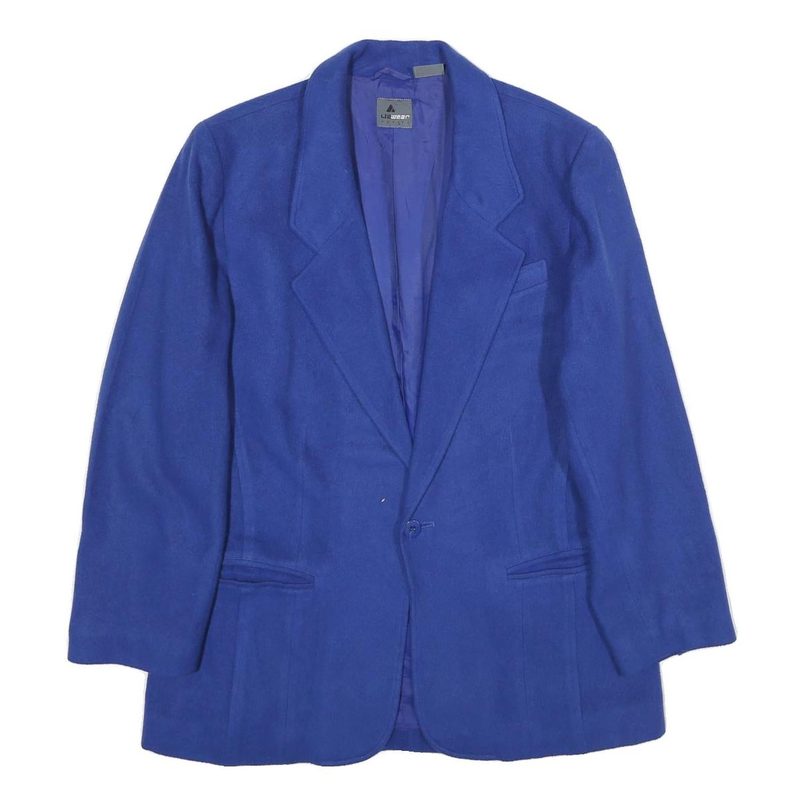 LIZ WEAR Womens Blue Wool Blend Jacket UK 16 Classic Button Closure Formal Refurbished - N/A refurbished available on Cerqular