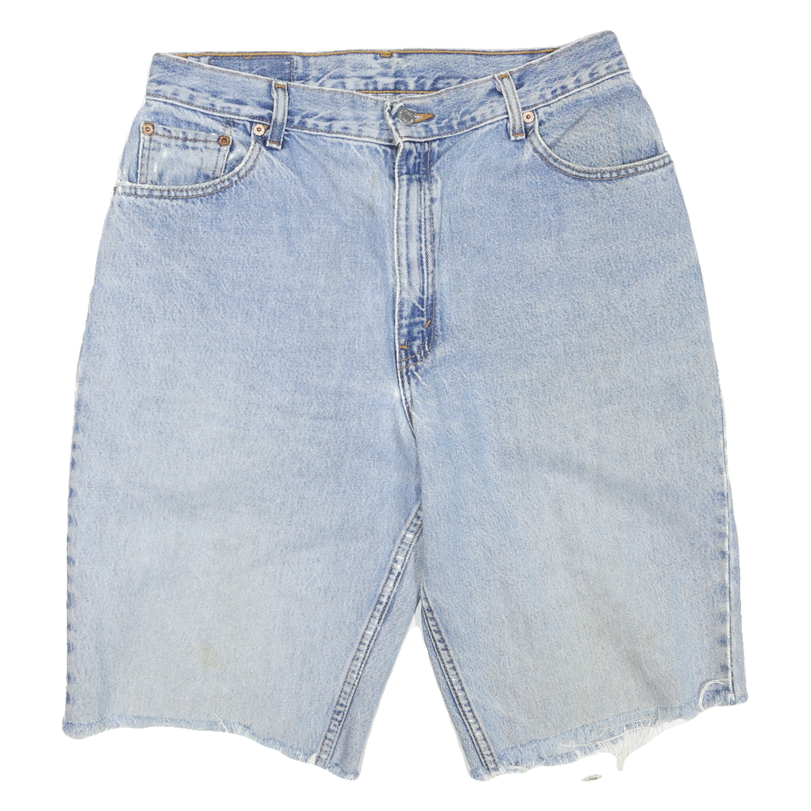 LEVI'S Womens Blue Denim Casual Shorts M W32 Raw Hem Cotton Blend Refurbished - N/A refurbished available on Cerqular