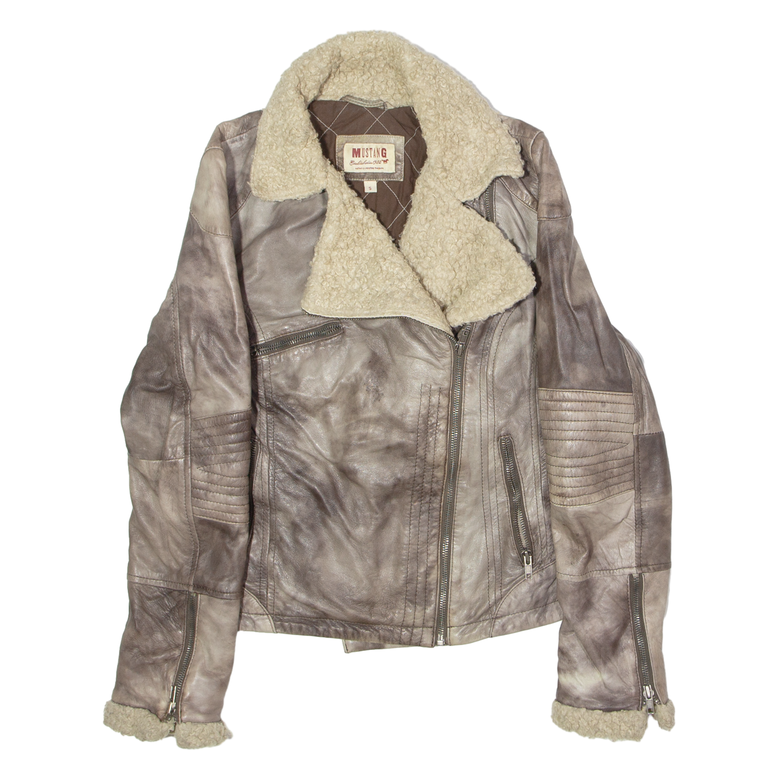 MUSTANG Womens Biker Jacket Grey 90s S Refurbished - N/A refurbished available on Cerqular