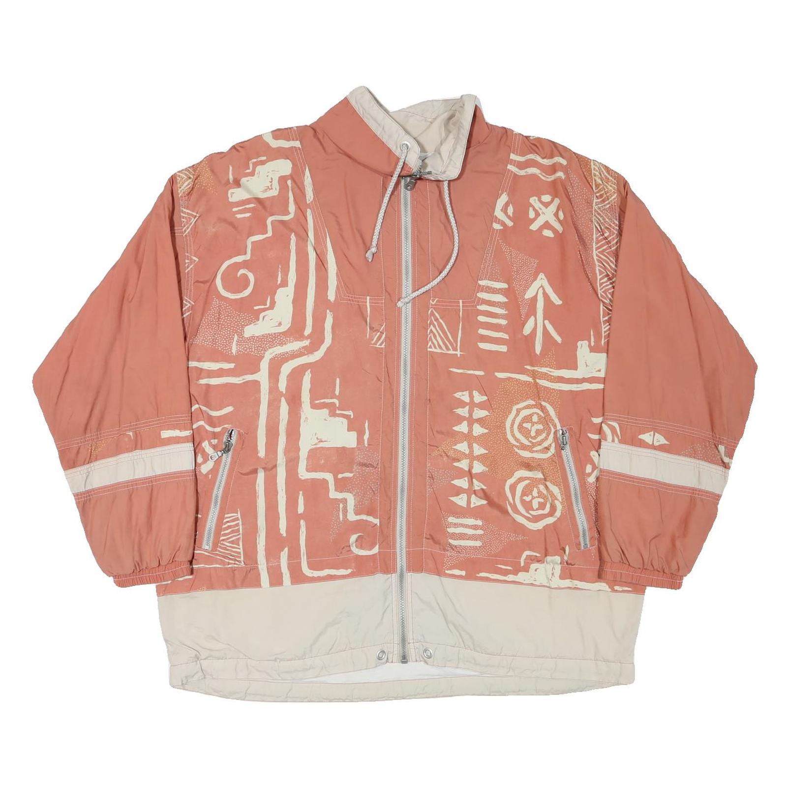 Mens Rust & Cream Zip Front Polyester Blend Casual Jacket XL Abstract Pattern Refurbished - N/A refurbished available on Cerqular
