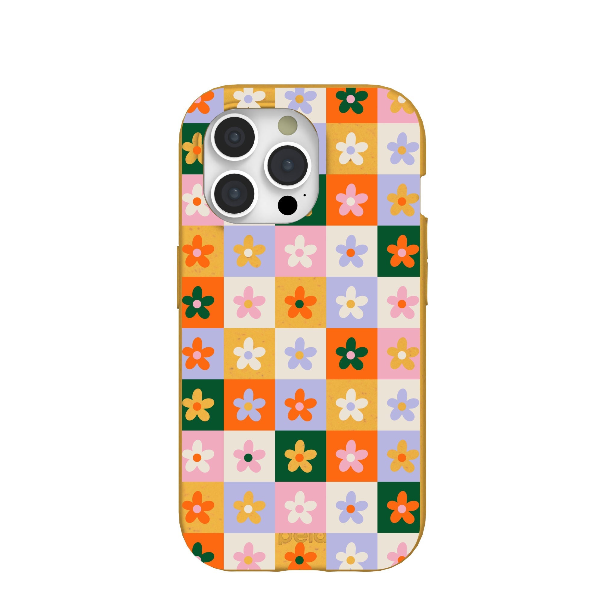 Honey Flower Tiles iPhone 15 Pro Case Refurbished - Pela Case refurbished available on Cerqular