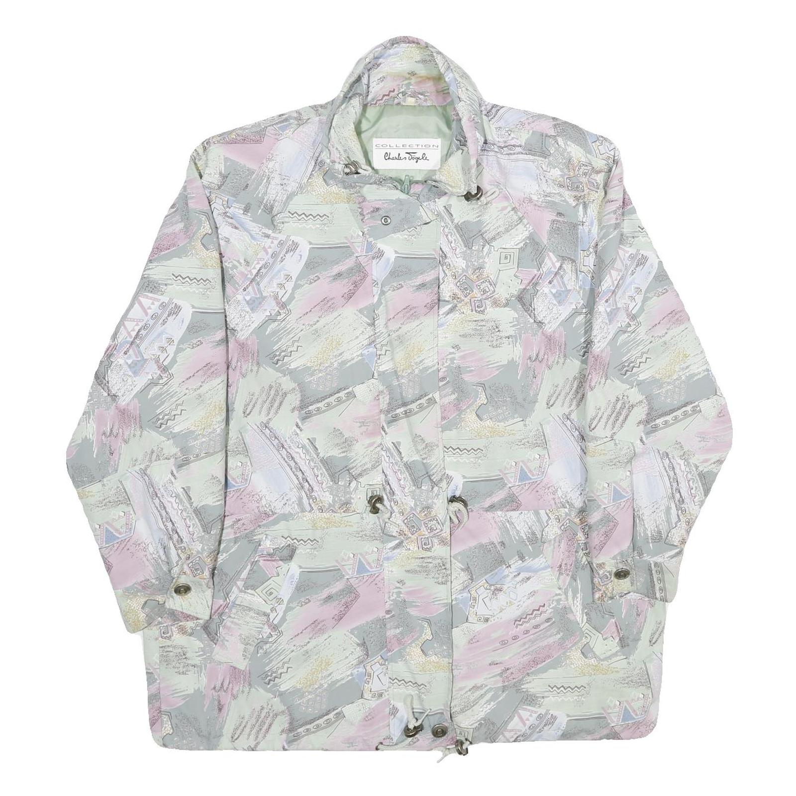 CHARLES VOGELE Womens Grey & Pink Print Jacket 2XL Polyester Zip Casual Refurbished - N/A refurbished available on Cerqular