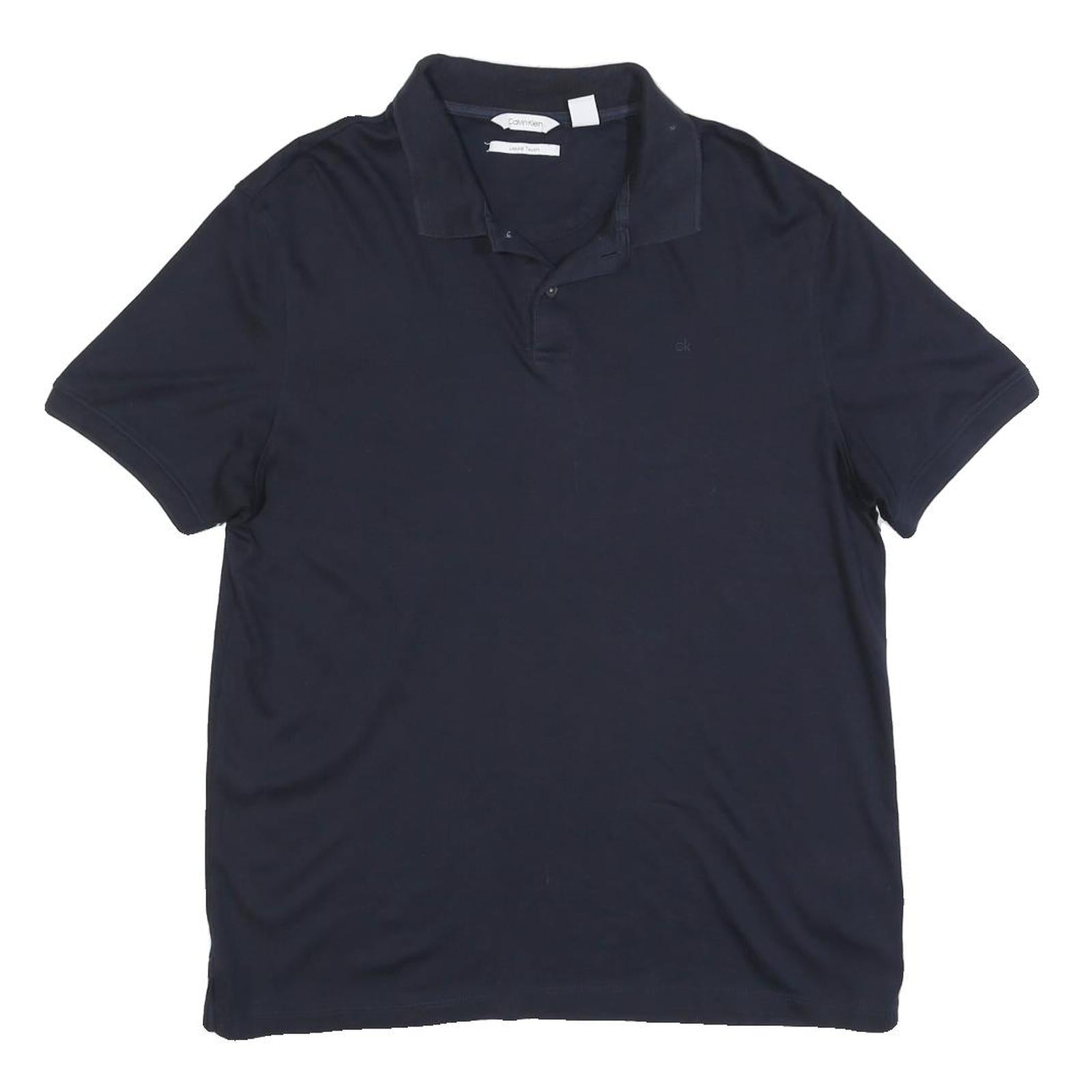 CALVIN KLEIN Mens Navy Short Sleeve Plain Polo Shirt M Cotton Blend Casual Refurbished - N/A refurbished available on Cerqular