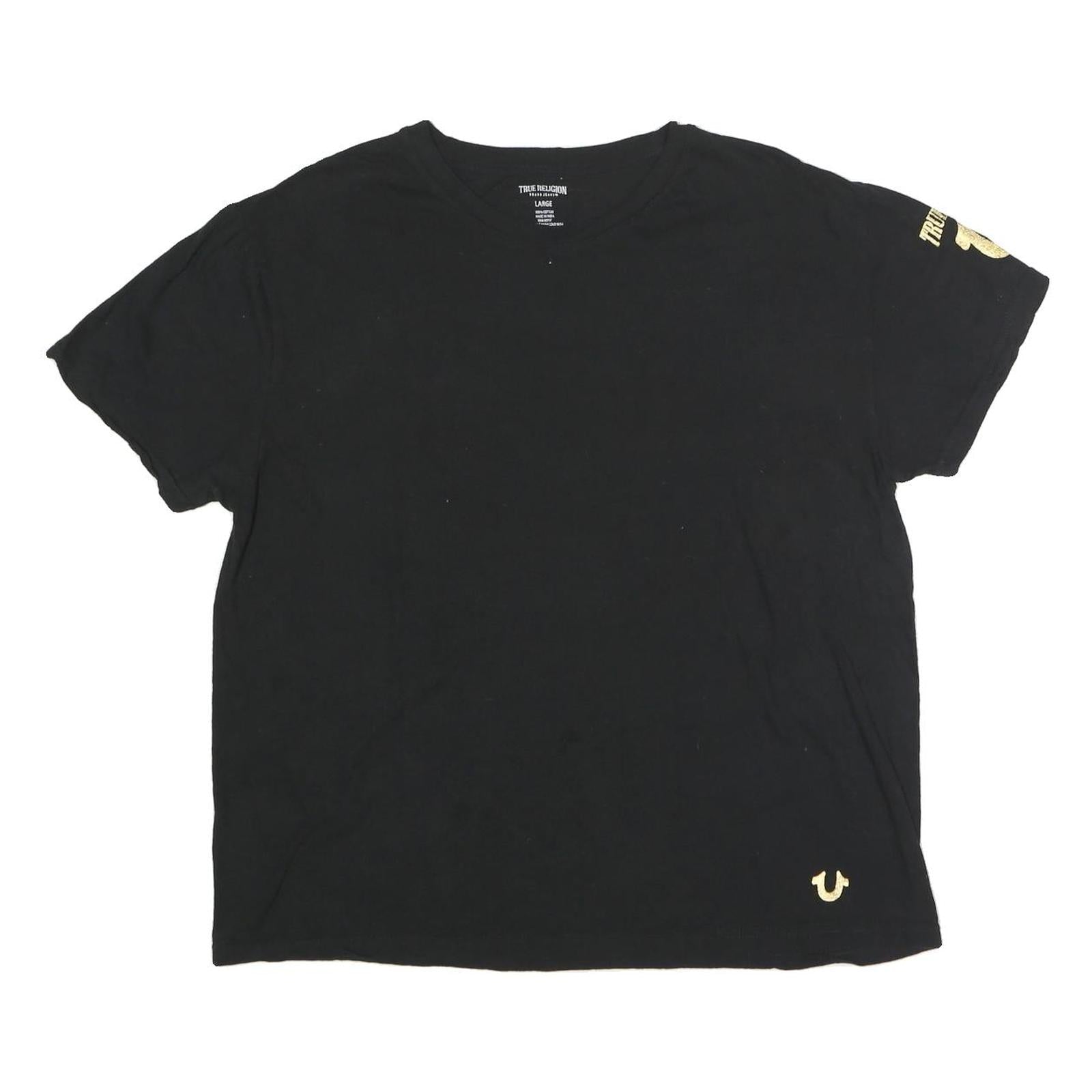 Buy TRUE RELIGION Mens Black Gold Logo T-Shirt L Short Sleeve Crew Neck Cotton Refurbished - $25.99 TRUE RELIGION Mens Black Gold Logo T-Shirt L Short Sleeve Crew Neck Cotton Refurbished - N/A refurbished available on Cerqular