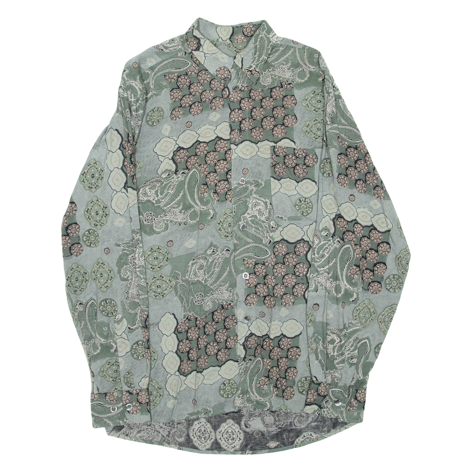 COLDOR Mens Shirt Green Paisley Long Sleeve XL Refurbished - N/A refurbished available on Cerqular