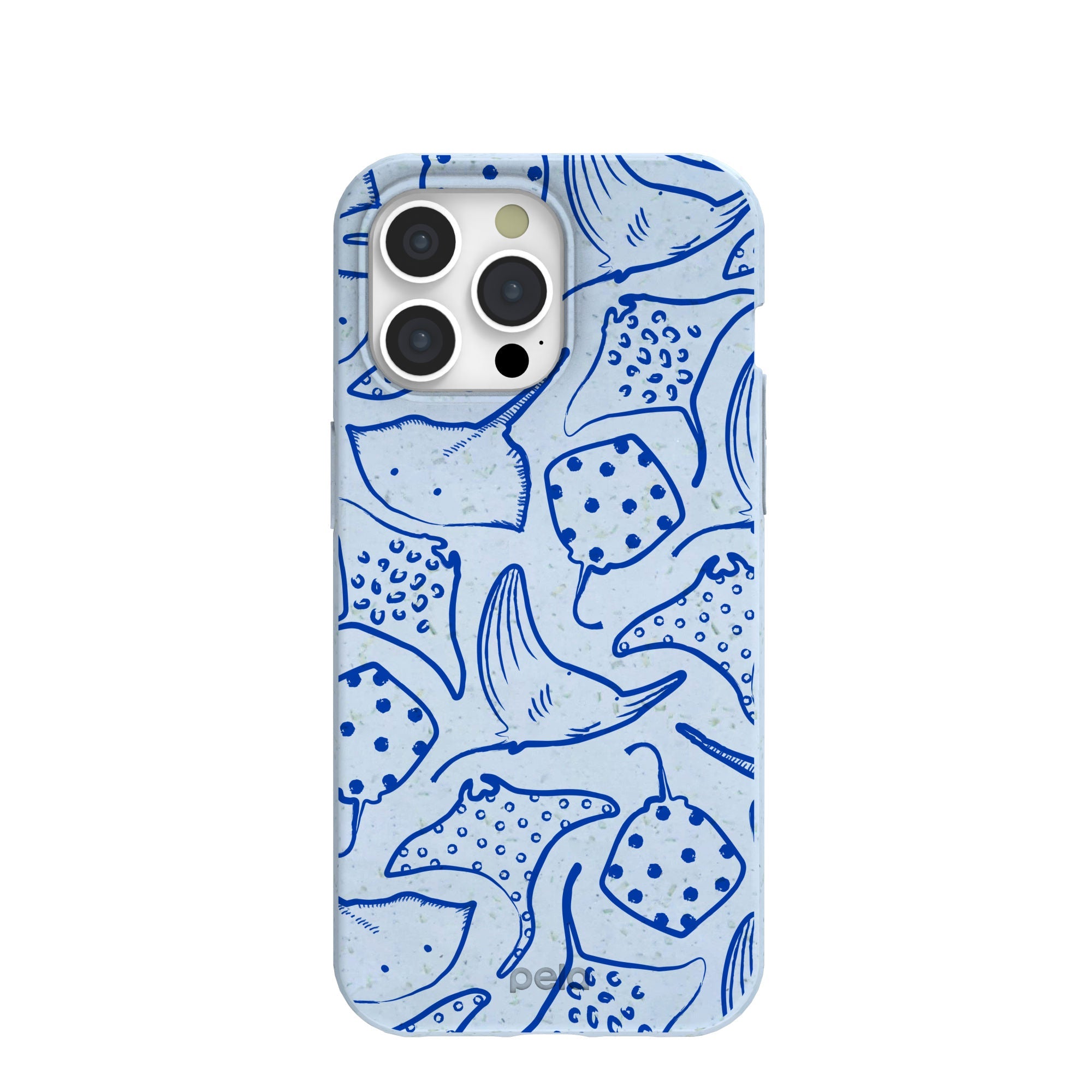 Powder Blue Stingray Fever iPhone 15 Pro Max Case Refurbished - Pela Case refurbished available on Cerqular