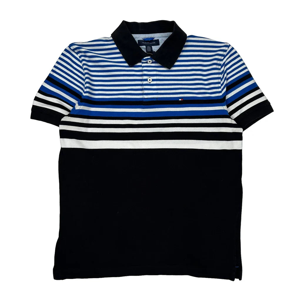 Tommy Hilfiger Slim Fit Polo Shirt - 2XL Black Cotton Refurbished - Thrifted (note: this is a term often used to describe second- refurbished available on Cerqular