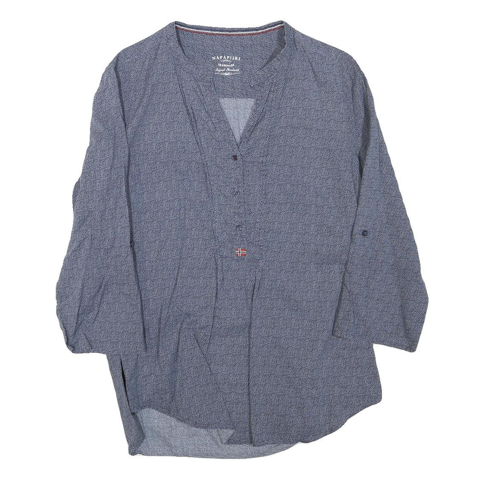 NAPAPIJRI Womens Blue Printed Top 3/4 Sleeve V-Neck Size S Lightweight Refurbished - N/A refurbished available on Cerqular