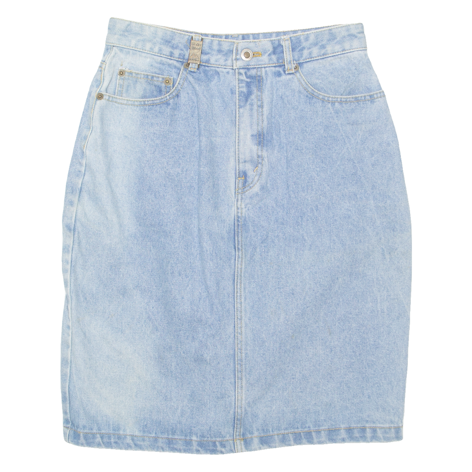UNDERWOOD Womens Straight Skirt Blue Knee Length Denim M Refurbished - N/A refurbished available on Cerqular