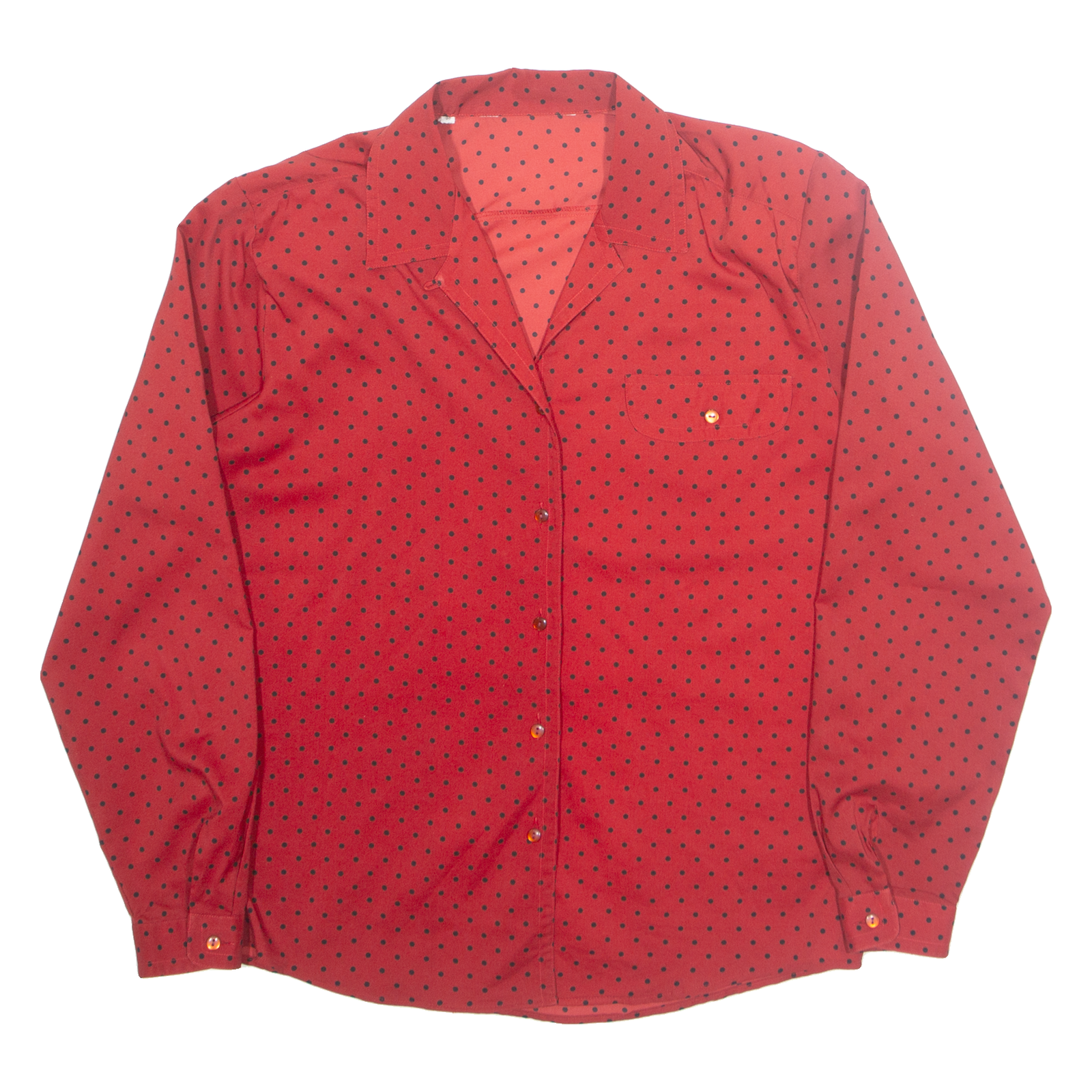 Womens Printed Shirt Red Collared Long Sleeve Spotted S Refurbished - N/A refurbished available on Cerqular