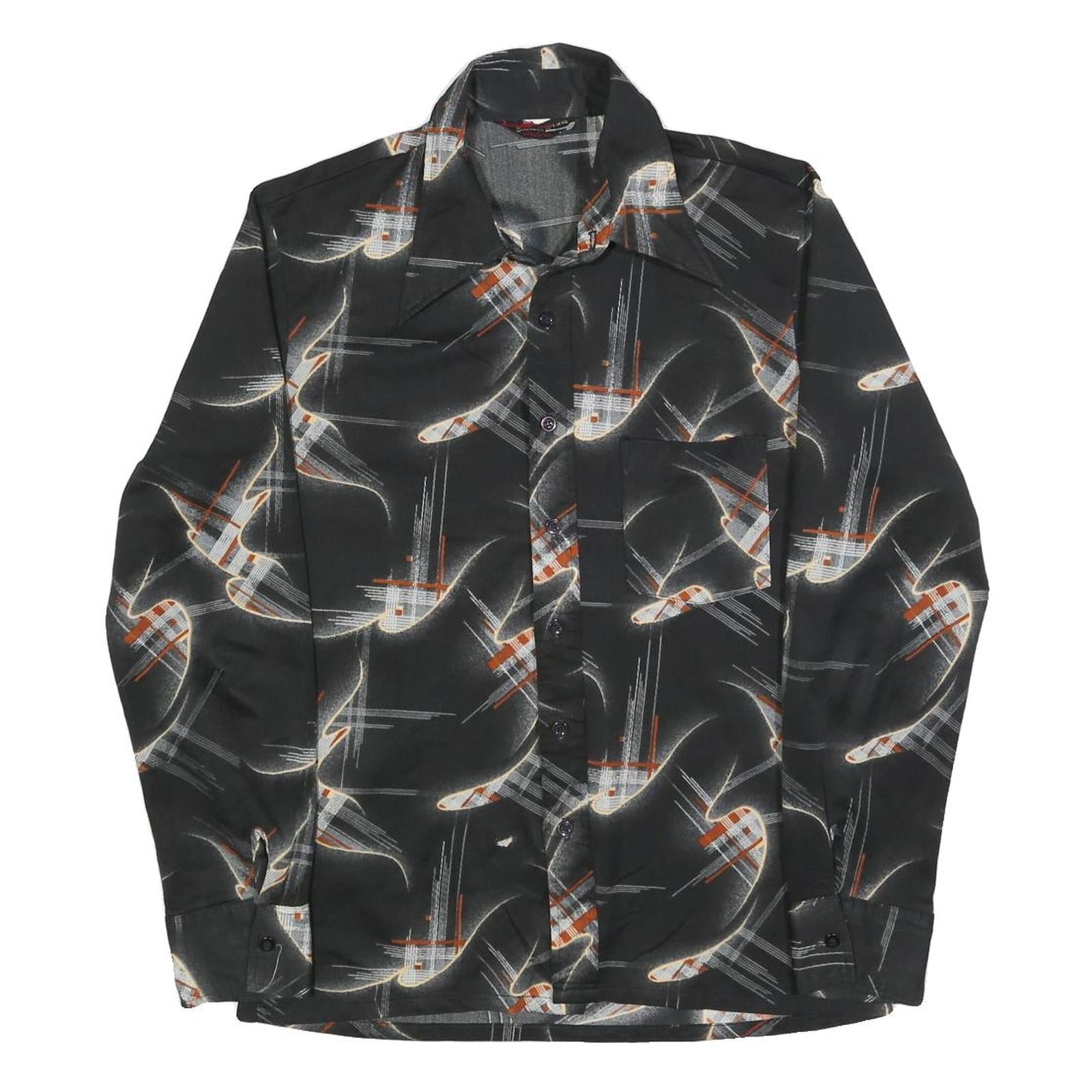 Buy SUNSET Mens Black & Orange Pattern Shirt L Vintage Style Polyester Long Sleeve Refurbished - $19.49 SUNSET Mens Black & Orange Pattern Shirt L Vintage Style Polyester Long Sleeve Refurbished - N/A refurbished available on Cerqular