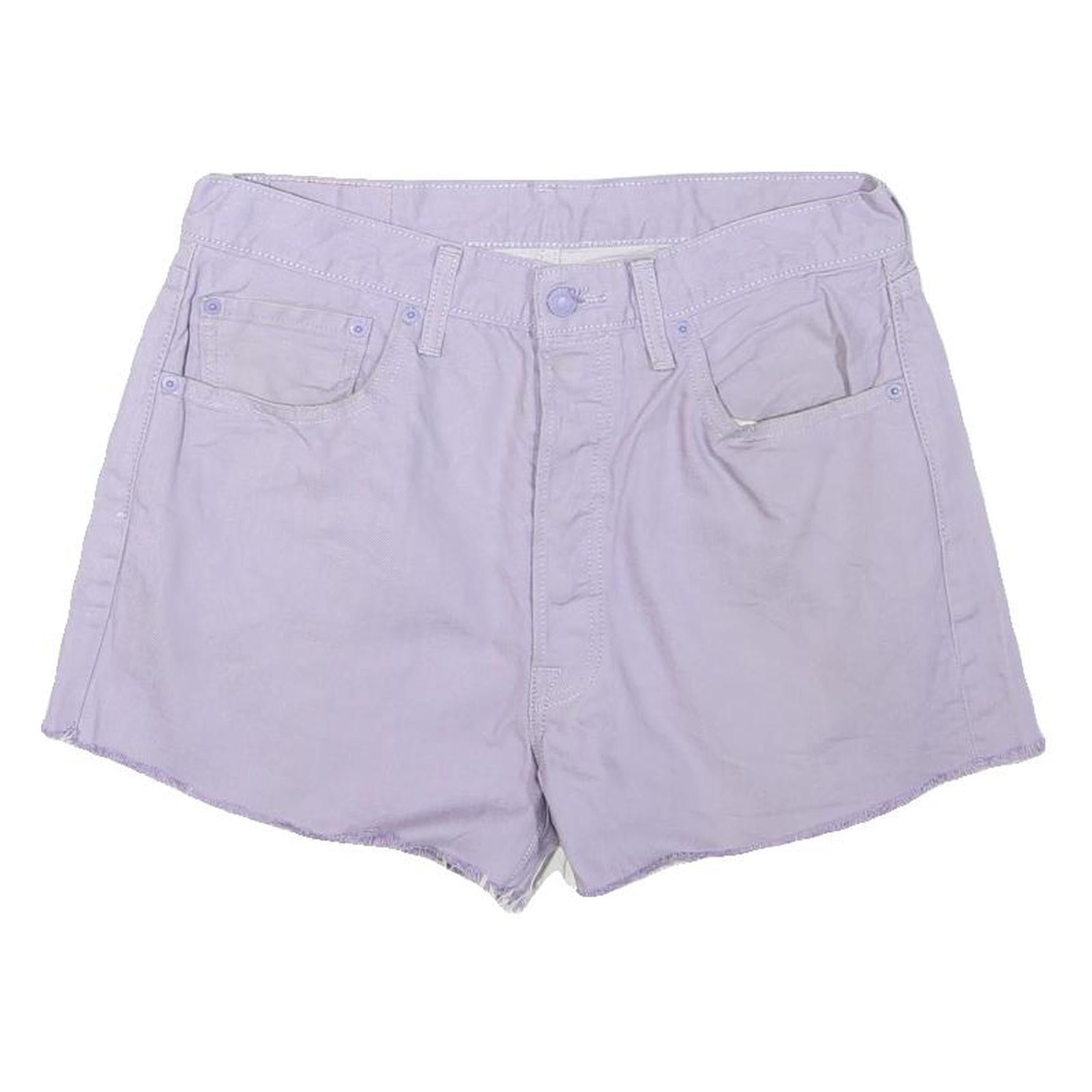 LEVI'S Womens Shorts Lilac Casual Plain L W32 Cotton Blend Frayed Hem Refurbished - N/A refurbished available on Cerqular