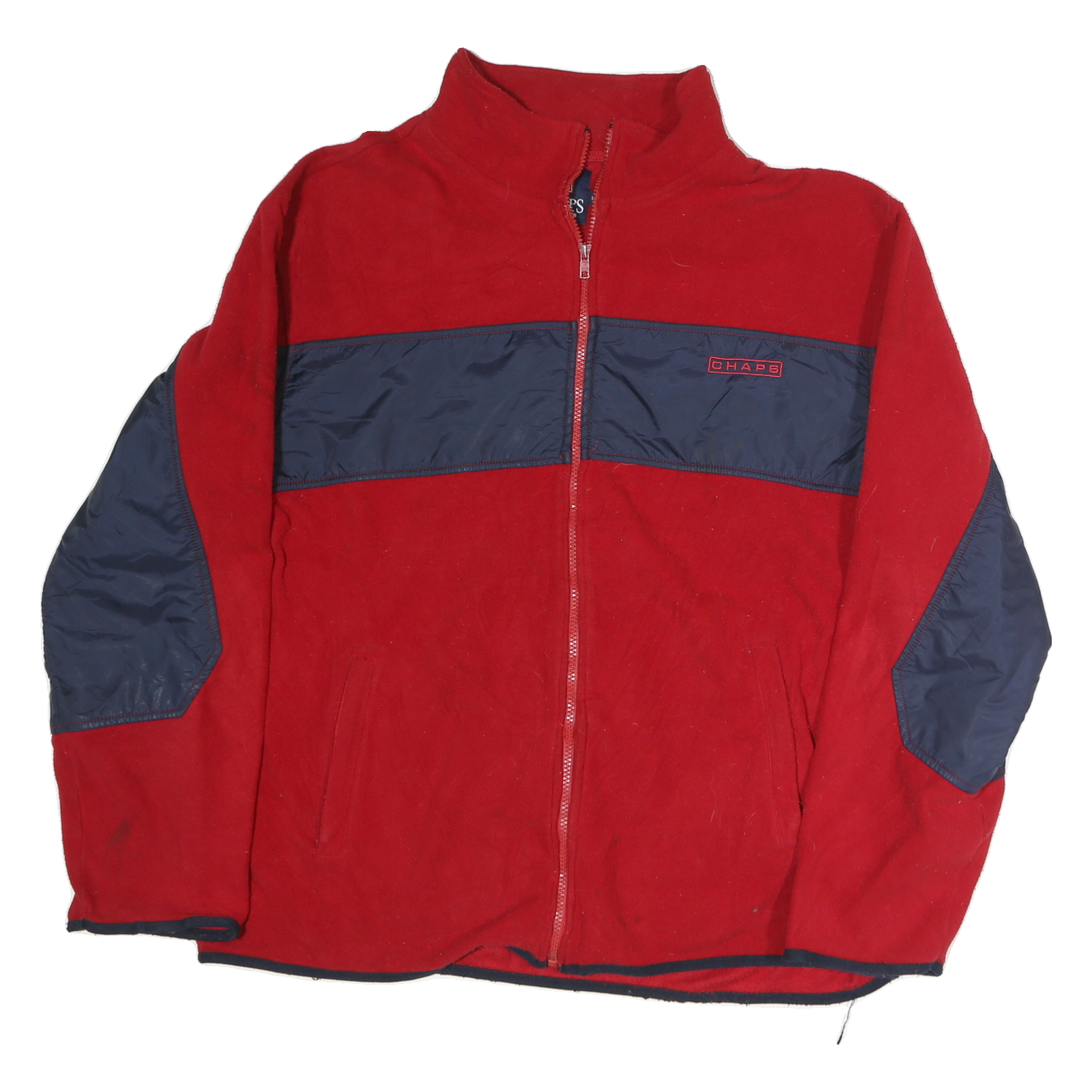 CHAPS Mens Red & Navy Classic Jacket L Polyester Zip Outdoor Casual Refurbished - N/A refurbished available on Cerqular