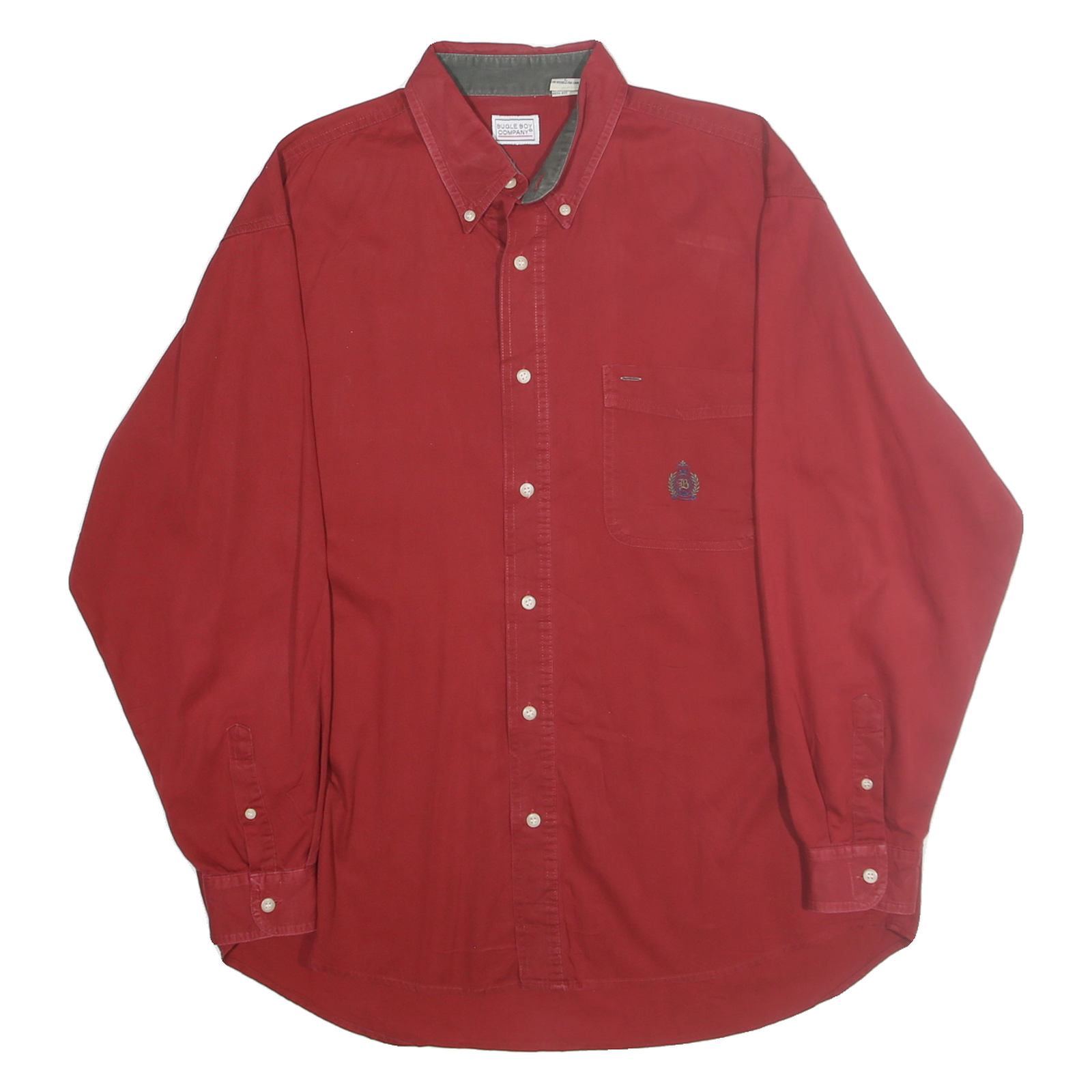 BUGLE BOY Mens Red Casual Long Sleeve Shirt L Embroidered Logo Cotton Refurbished - N/A refurbished available on Cerqular