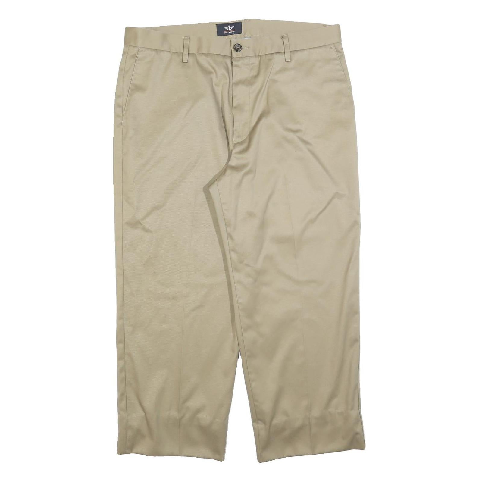 DOCKERS Mens Polyester Blend Beige Relaxed Straight Trousers W36 L25 Casual Refurbished - N/A refurbished available on Cerqular