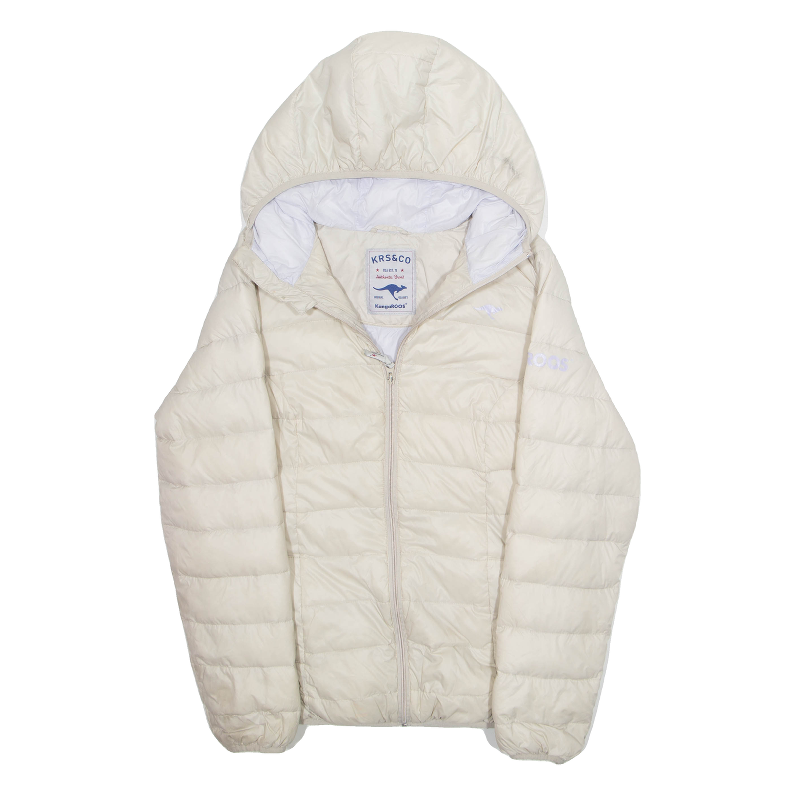 KANGOL Womens Puffer Jacket Cream Hooded M Refurbished - N/A refurbished available on Cerqular