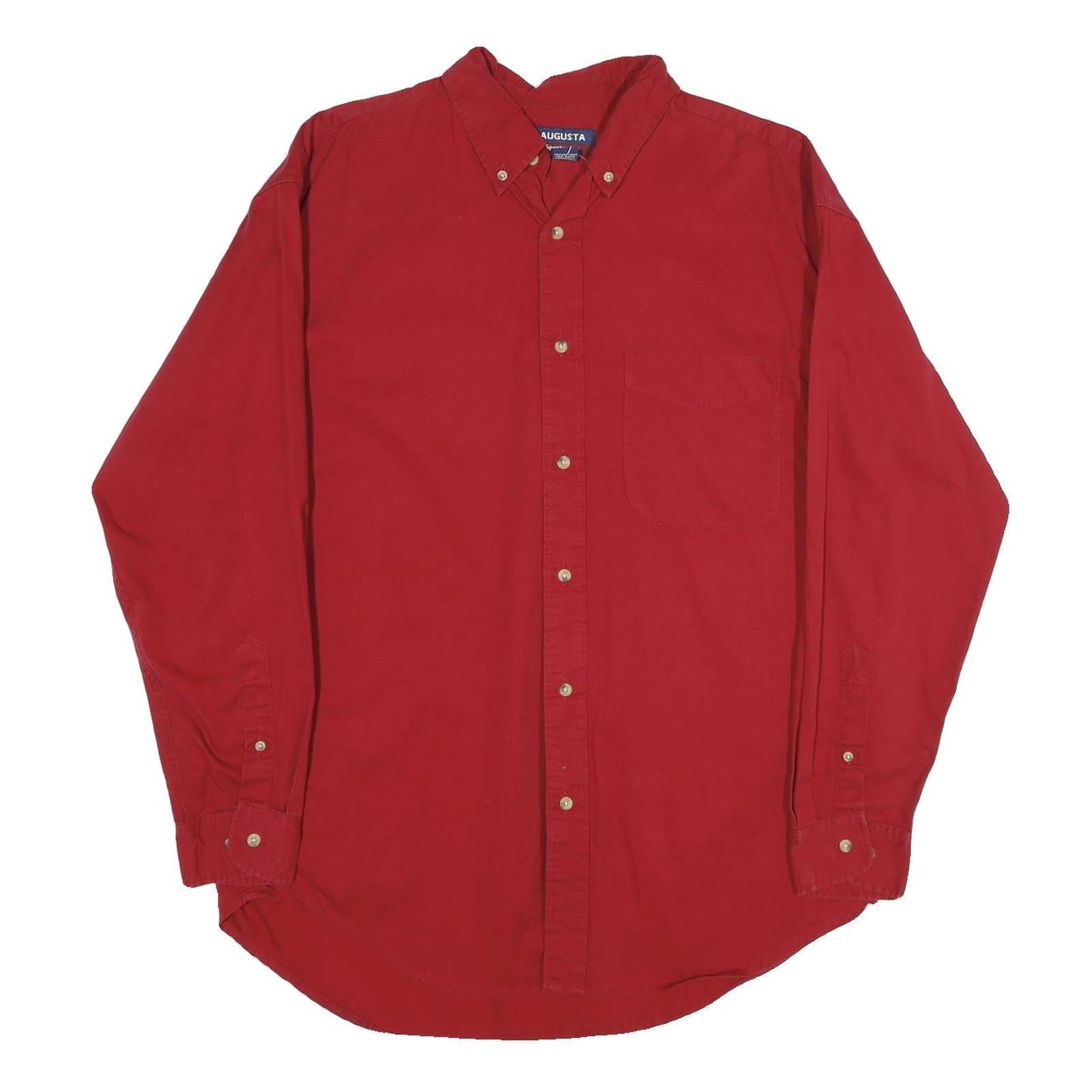 AUGUSTA Mens Red Plain Shirt L Button-Down Collar Long Sleeve Classic Fit Refurbished - N/A refurbished available on Cerqular