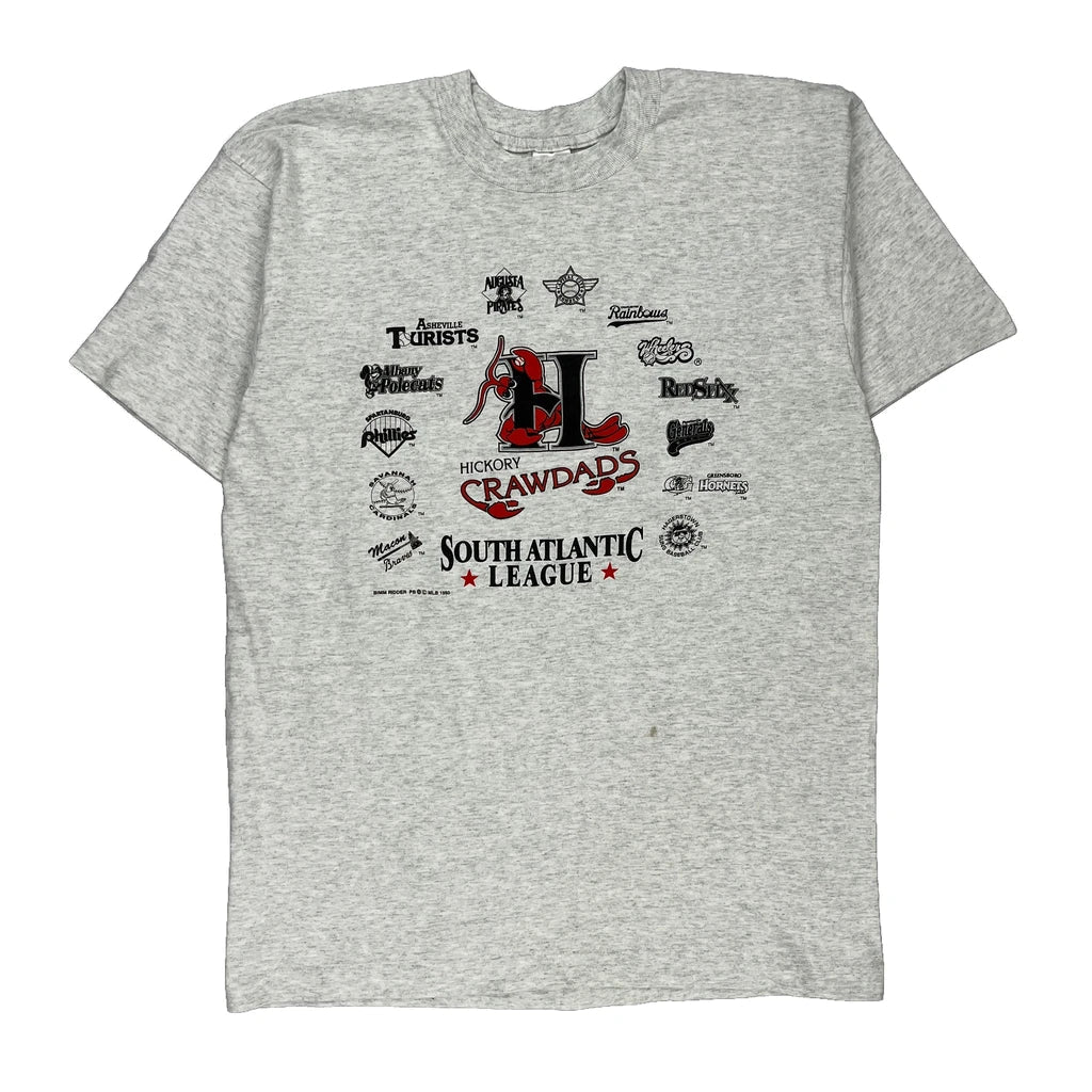 Hickory Crawdads Fruit Of The Loom Single Stitch T-Shirt - Large Grey Cotton Refurbished - Thrifted (note: this is a term often used to describe second- refurbished available on Cerqular