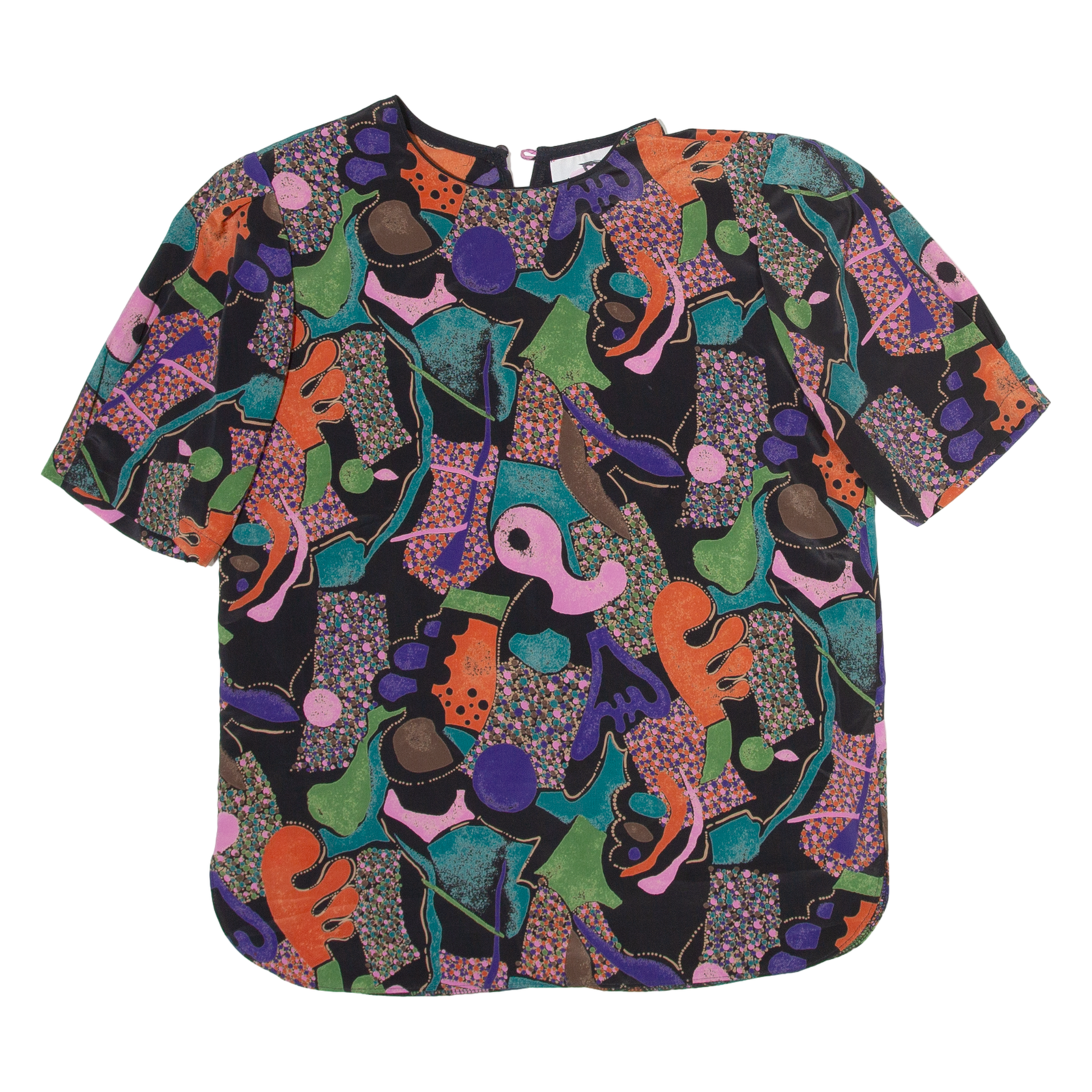 VALENTINES Womens Printed Blouse Black Silk Crazy Pattern M Refurbished - N/A refurbished available on Cerqular