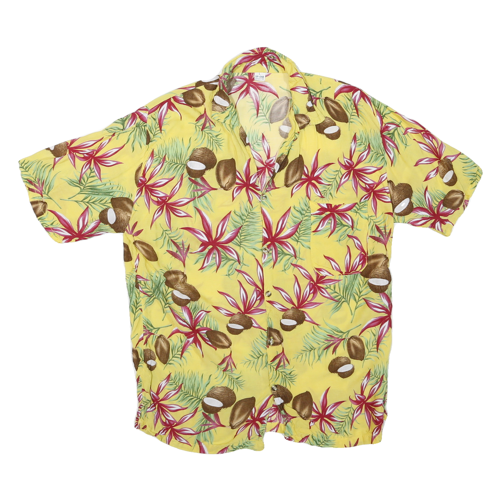 Buy Mens Yellow Tropical Print Cotton Blend Short Sleeve Shirt L Summer Casual Refurbished - $15.59 Mens Yellow Tropical Print Cotton Blend Short Sleeve Shirt L Summer Casual Refurbished - N/A refurbished available on Cerqular