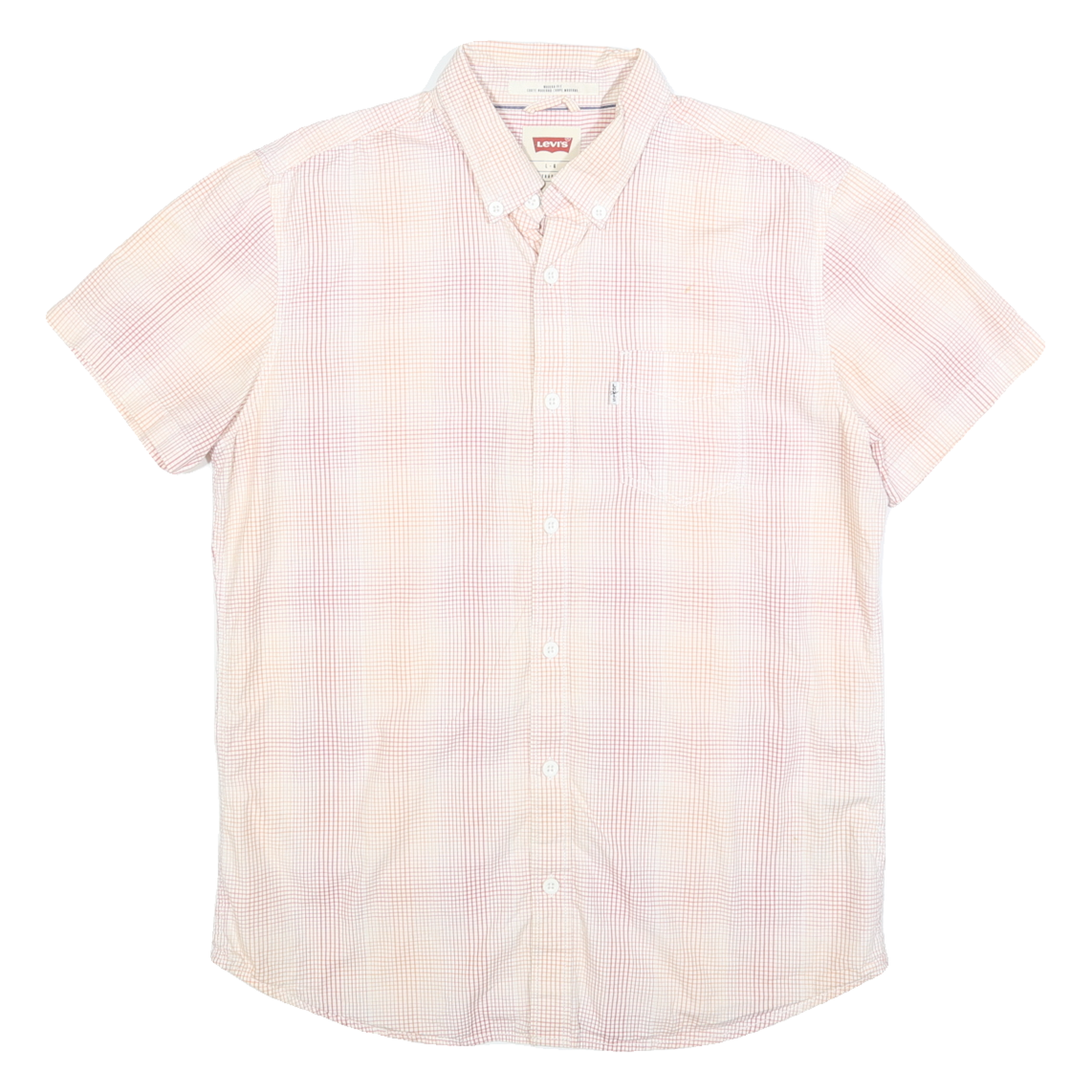 LEVI'S Mens Pink & Cream Check Shirt L Cotton Blend Button-Down Casual Summer Refurbished - N/A refurbished available on Cerqular