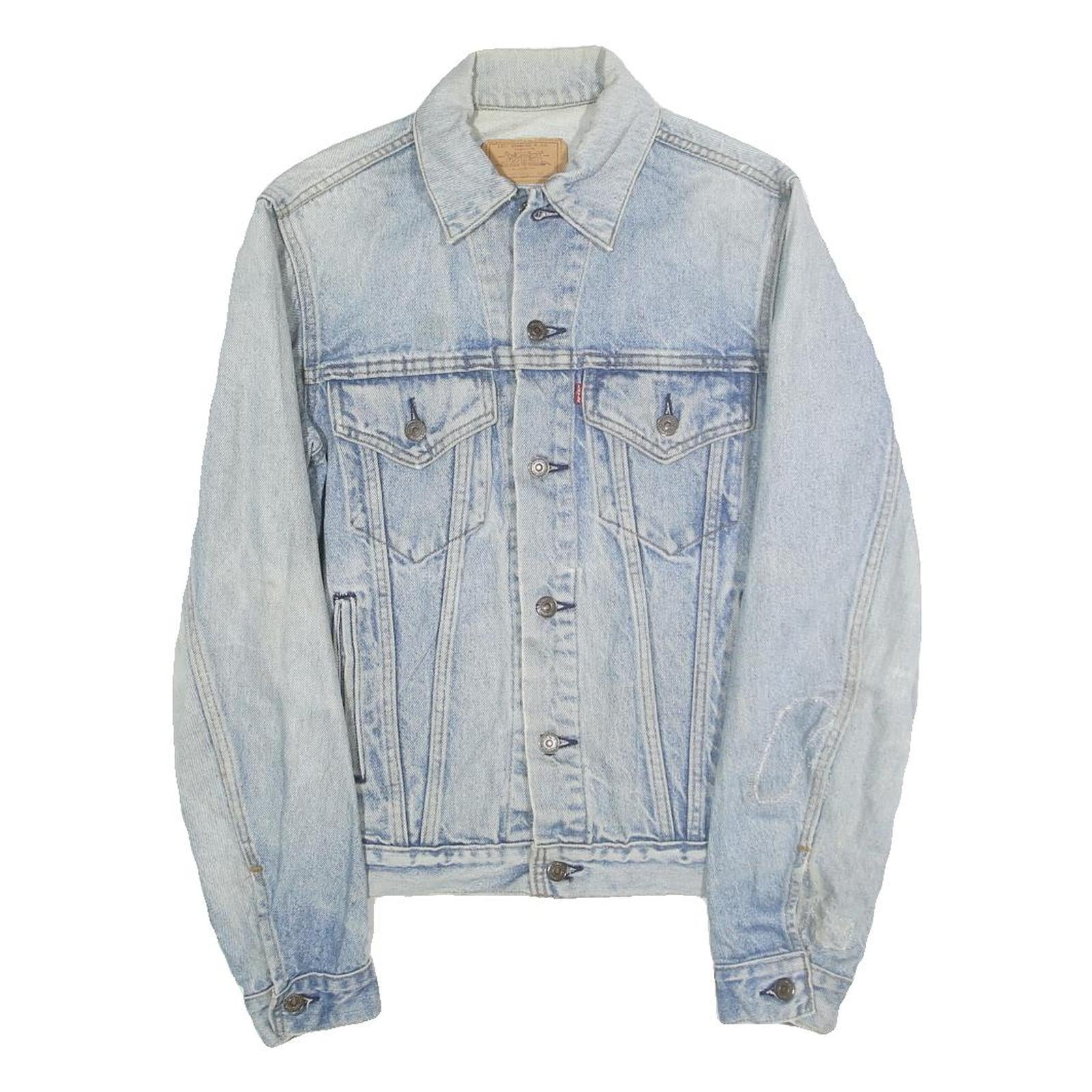 LEVI'S Mens Blue Cotton Denim Jacket L Button Closure Classic Fit Plain Chest Refurbished - N/A refurbished available on Cerqular